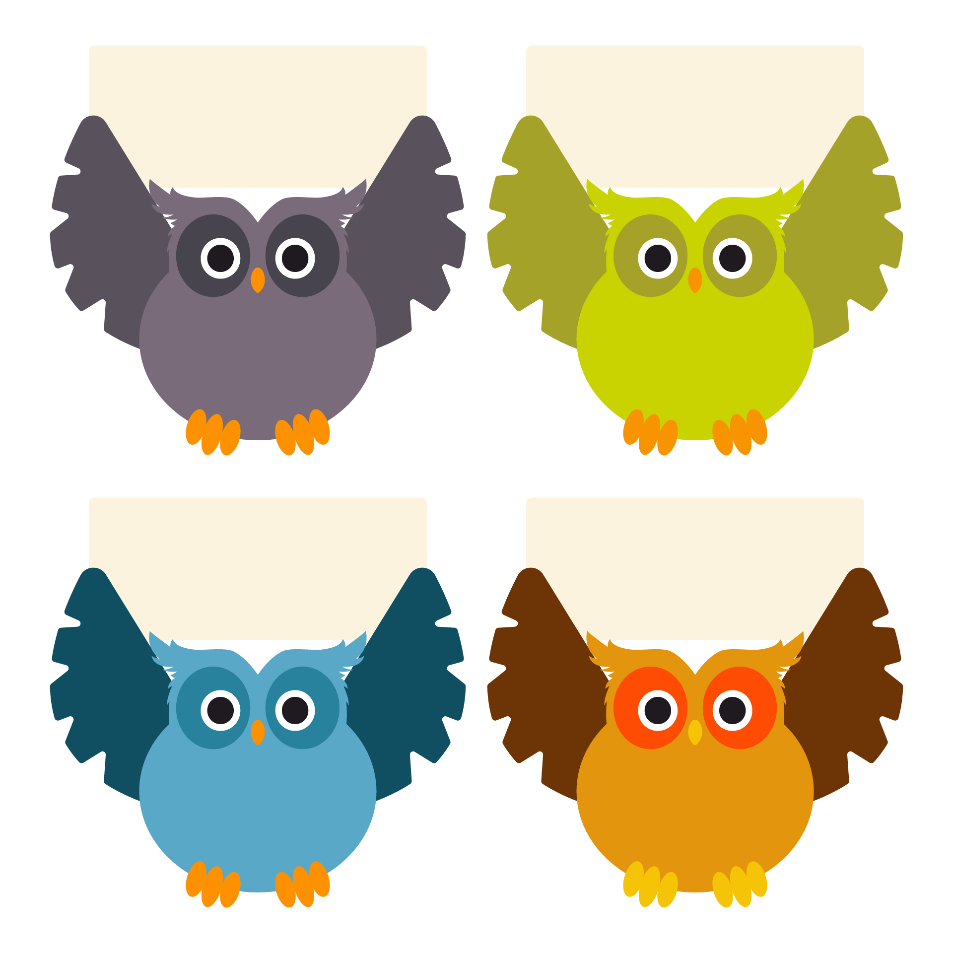 Colorful Owl Name Tags