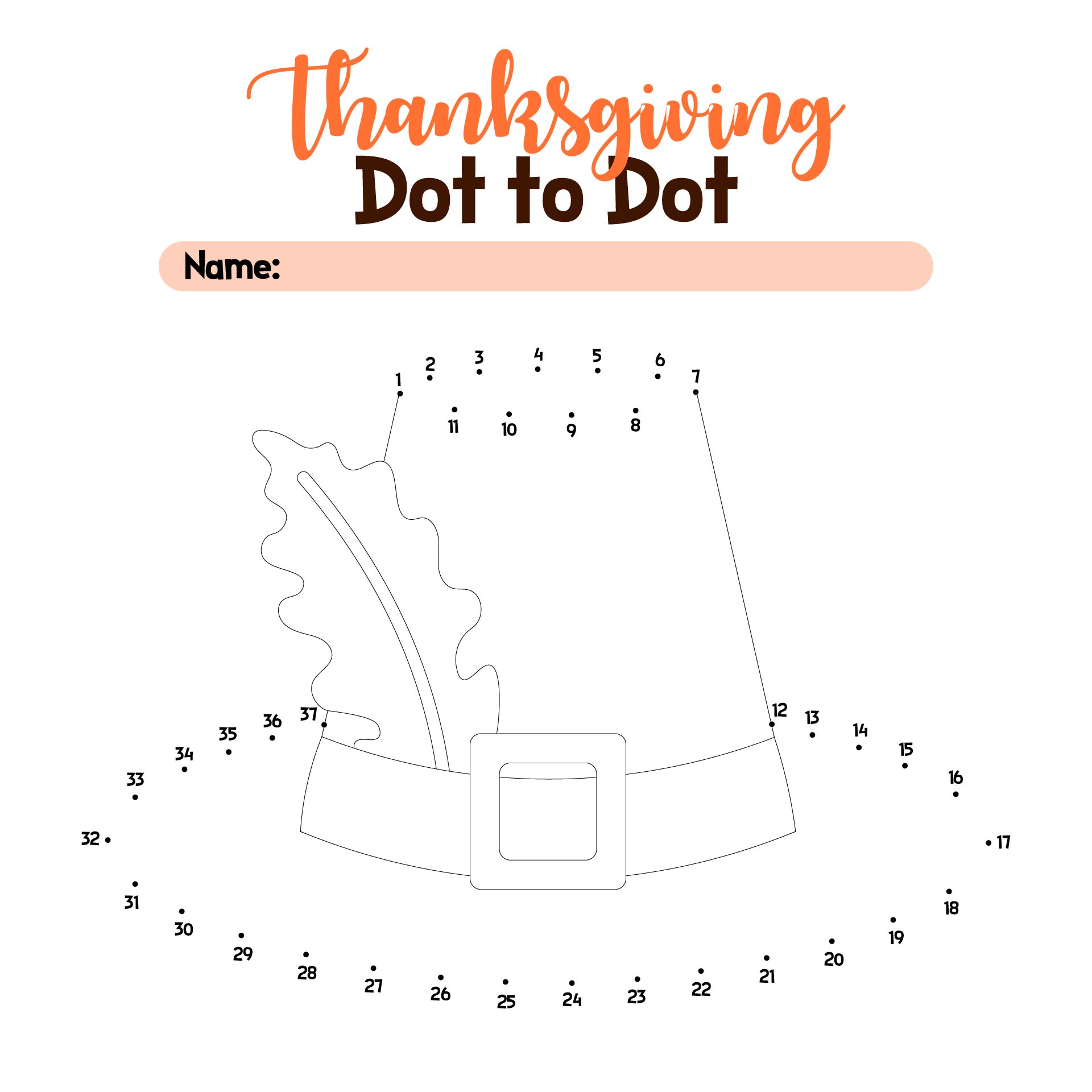 Printable Pilgrim Hat Dot To Dot Printable Pilgrim Hat Dot To Dot