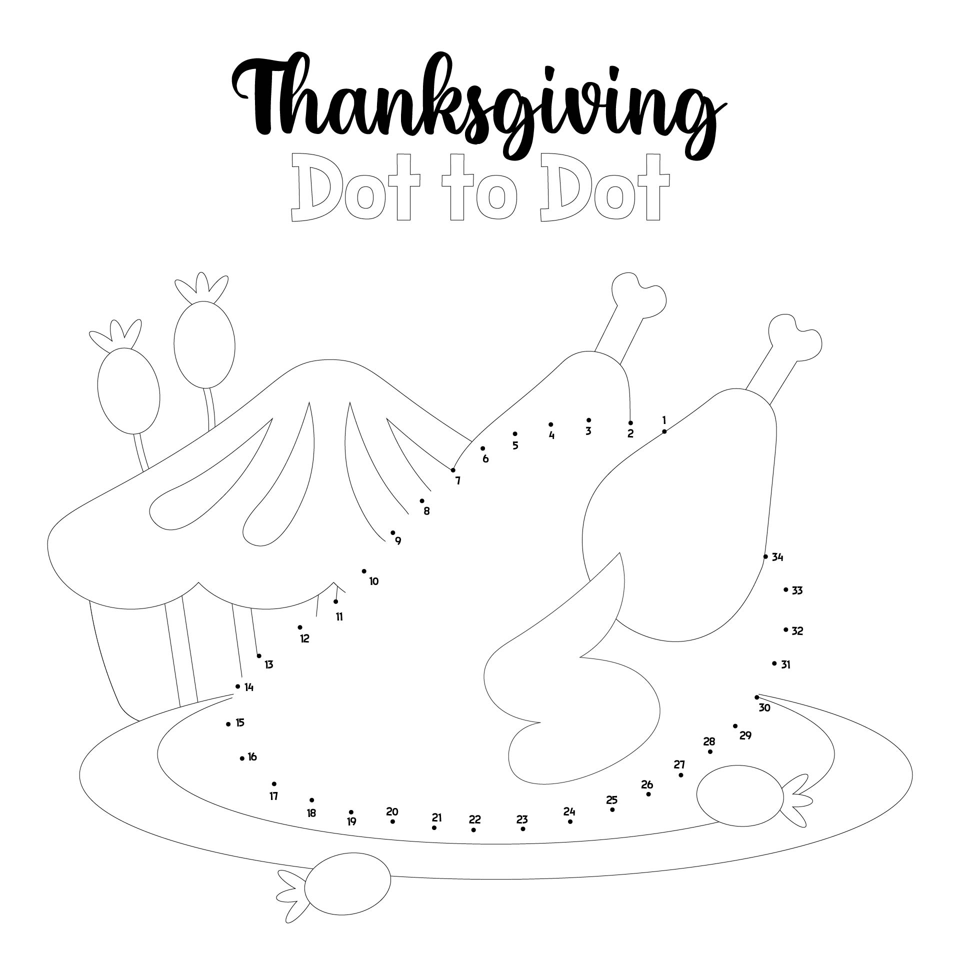 Thanksgiving Feast Dot To Dot For Preschoolers Thanksgiving Feast Dot To Dot For Preschoolers