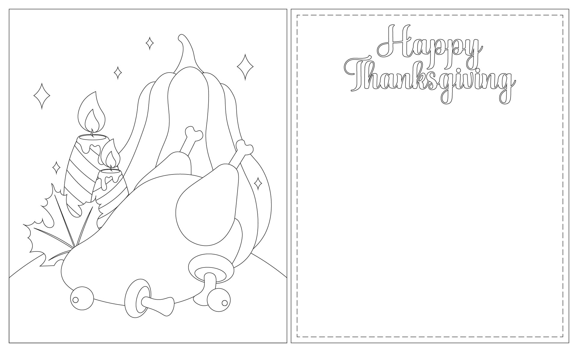 Thanksgiving Card Template Coloring Activity Thanksgiving Card Template Coloring Activity