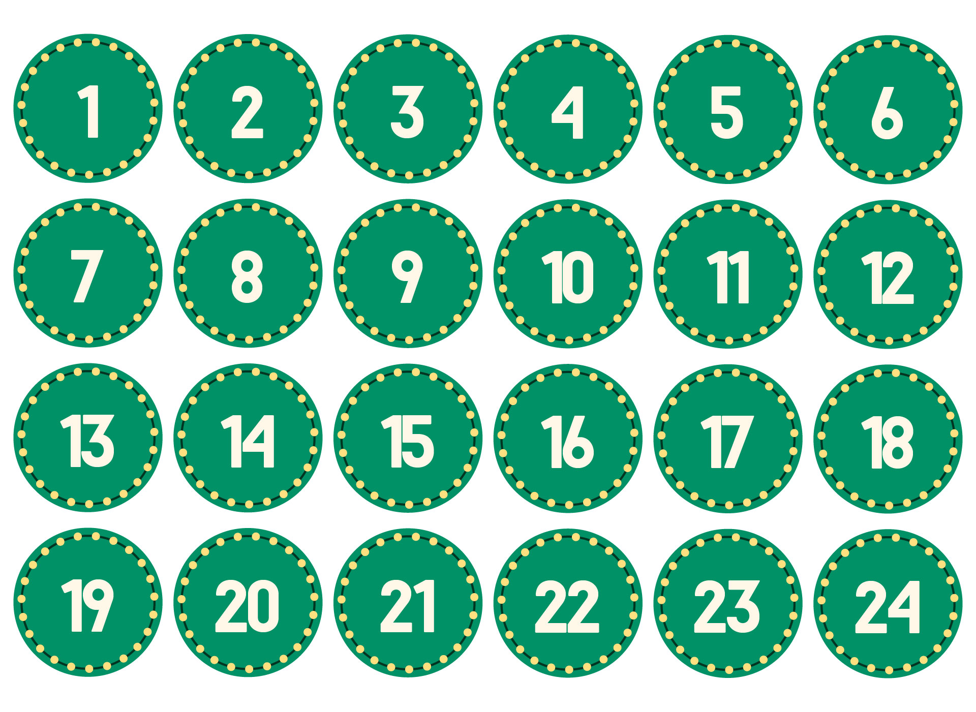 Minimalist Advent Numbers Printable Minimalist Advent Numbers Printable