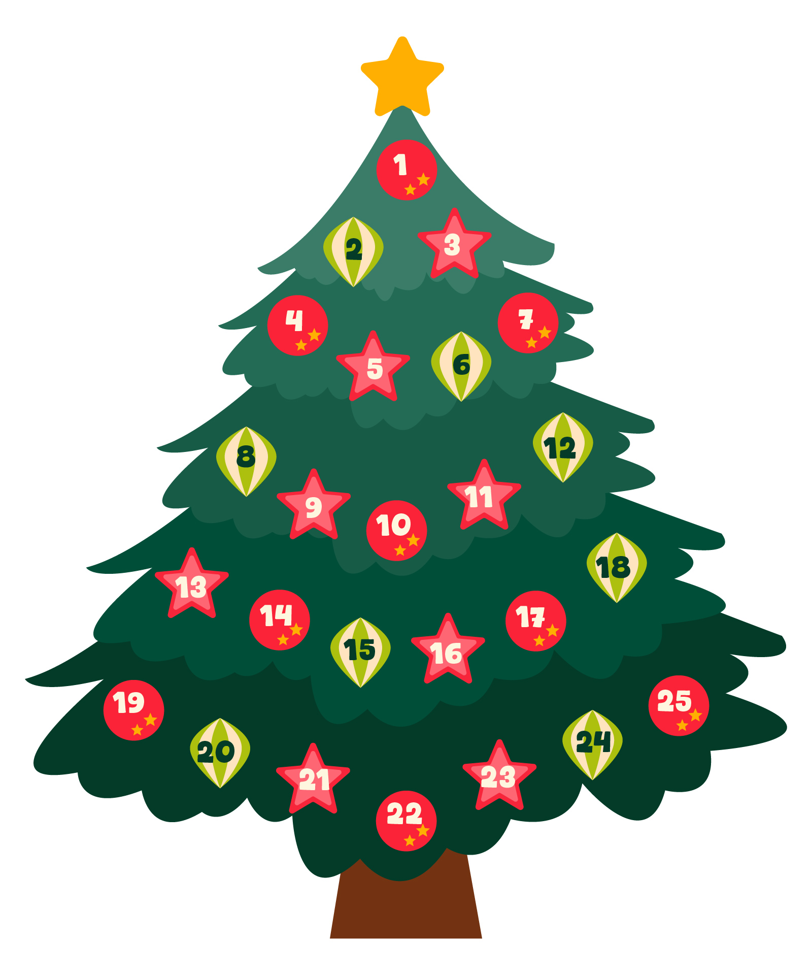 Christmas Tree Advent Calendar Ornaments Christmas Tree Advent Calendar Ornaments
