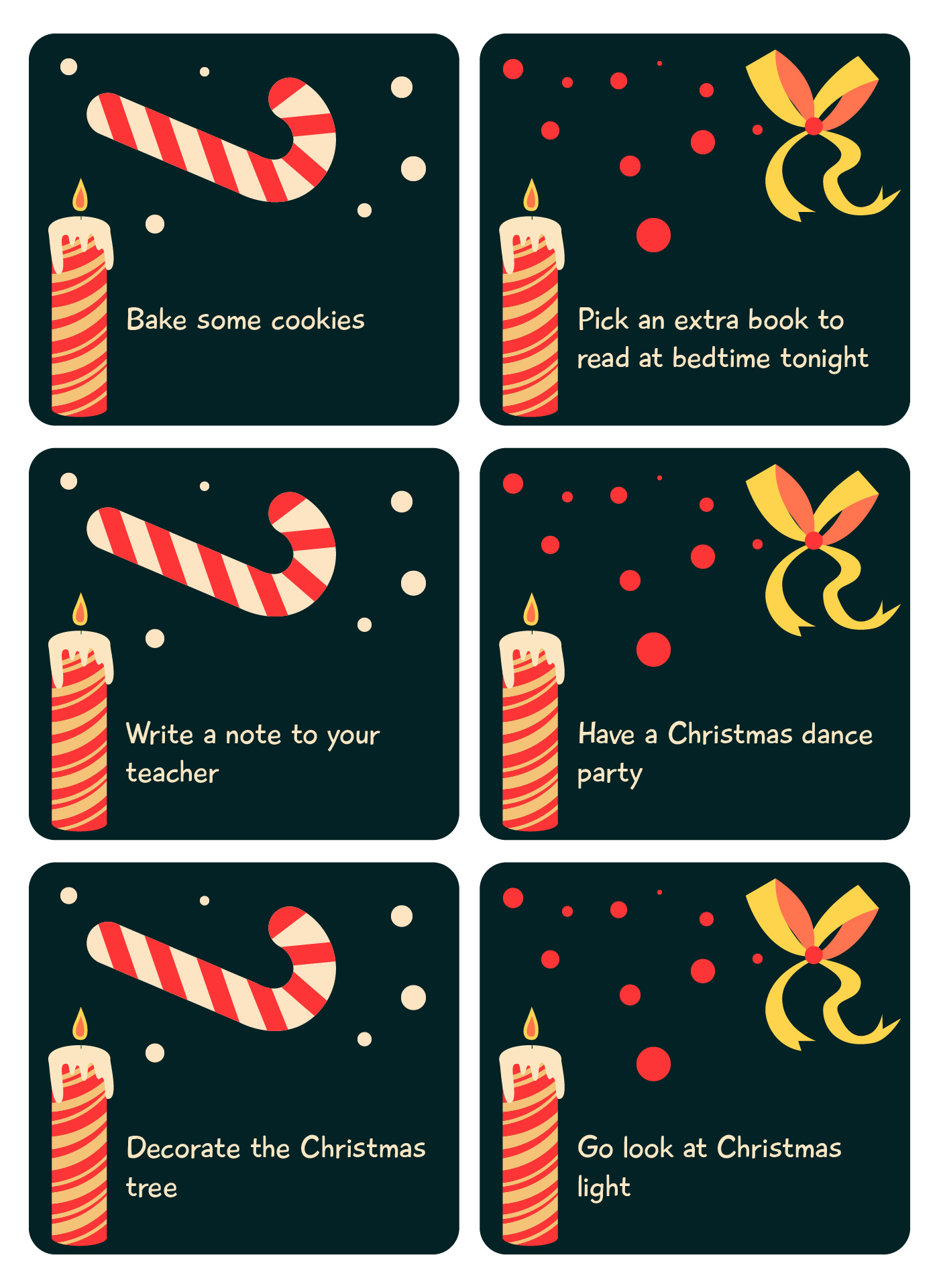 Advent Calendar Activity Cards Printable Advent Calendar Activity Cards Printable