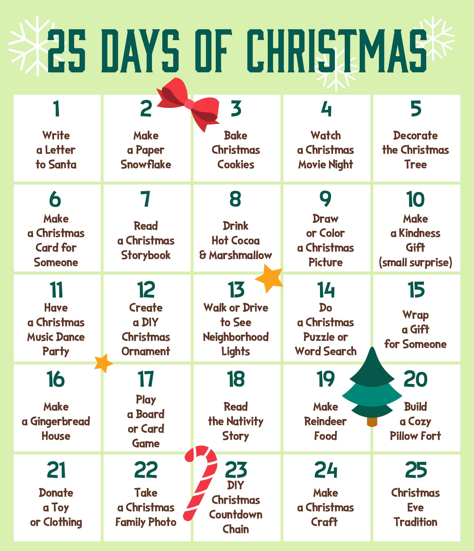 25 Days Of Christmas Activities Advent Calendar 25 Days Of Christmas Activities Advent Calendar