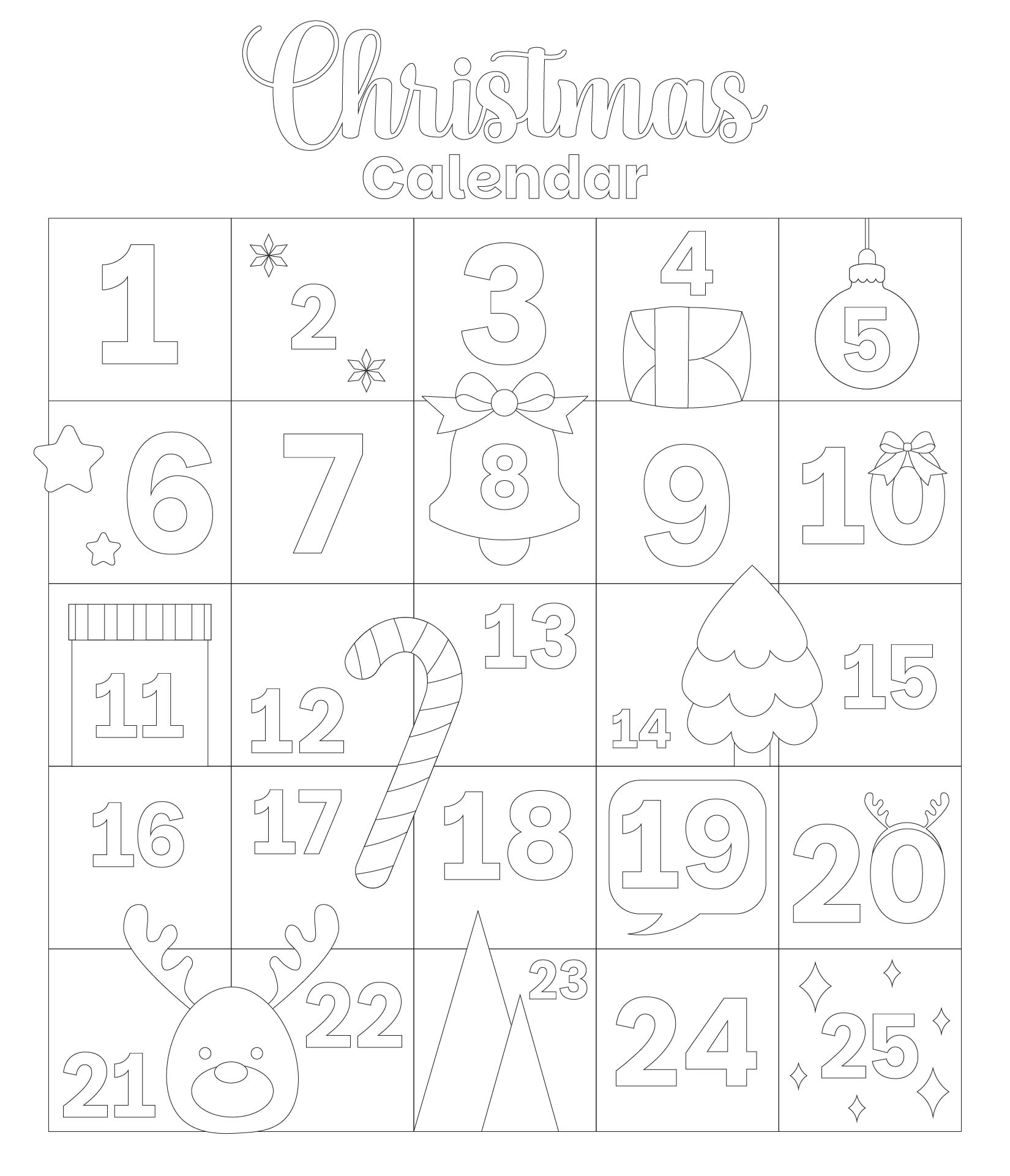 Christmas Countdown Calendar Coloring Page Christmas Countdown Calendar Coloring Page