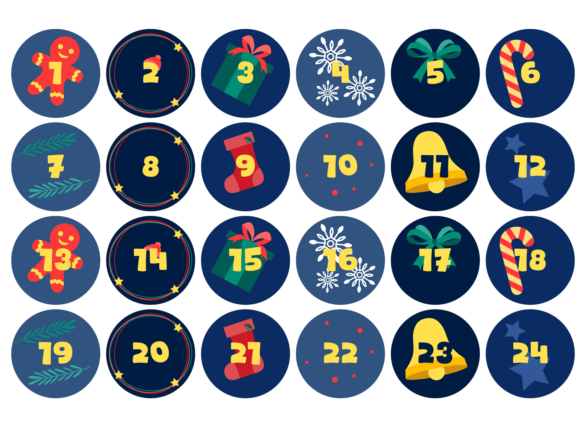 Colorful Advent Number Tags