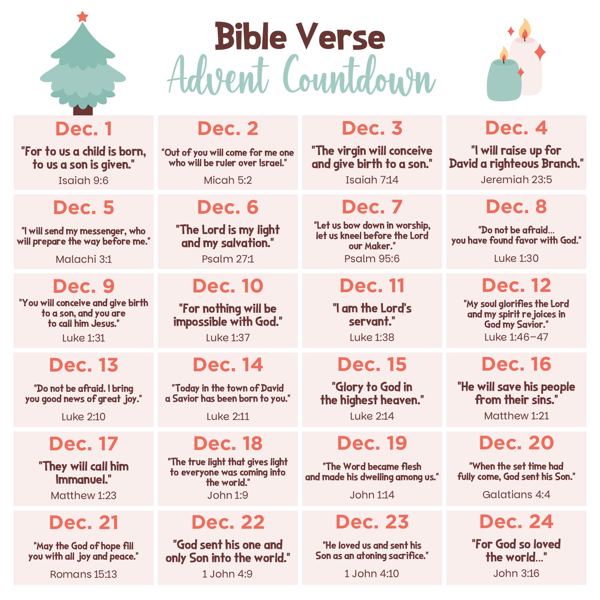 Bible Verse Advent Countdown Bible Verse Advent Countdown