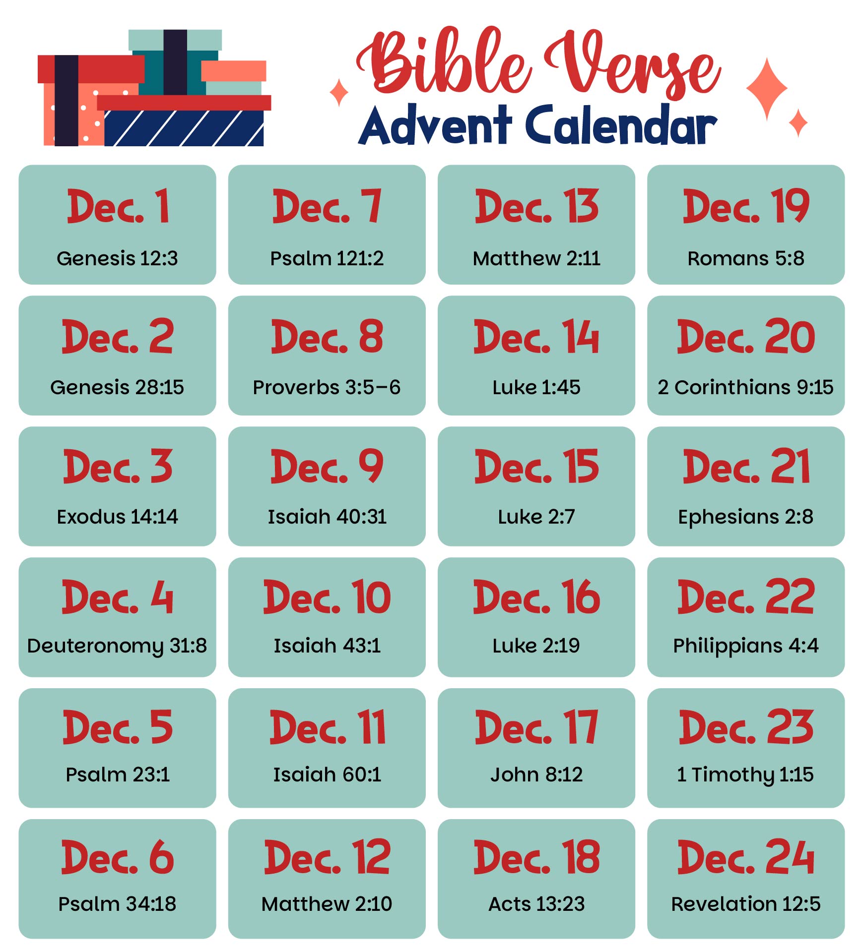 Daily Bible Verse Advent Calendar Daily Bible Verse Advent Calendar