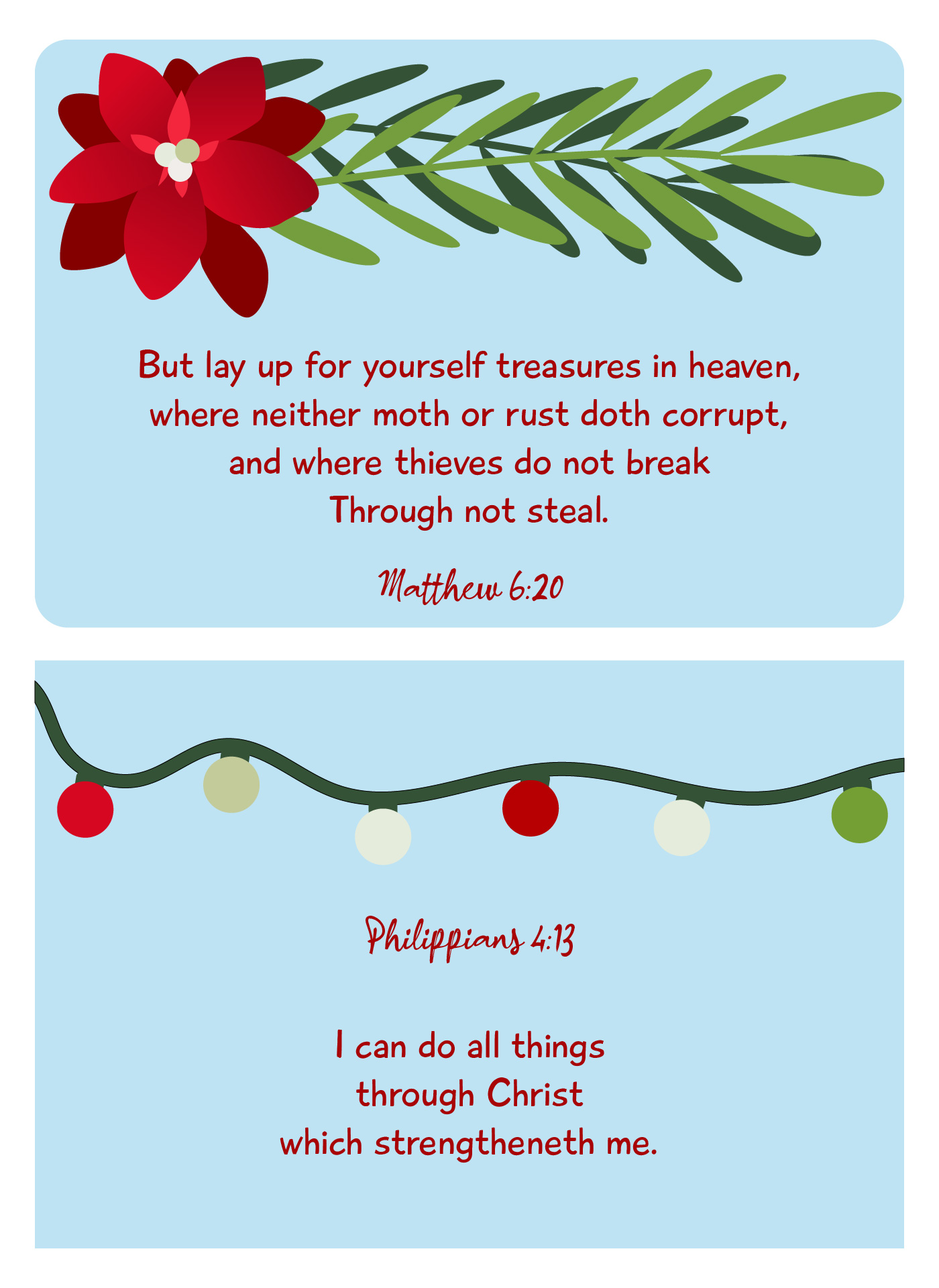 Holiday Christmas Scripture Cards Holiday Christmas Scripture Cards