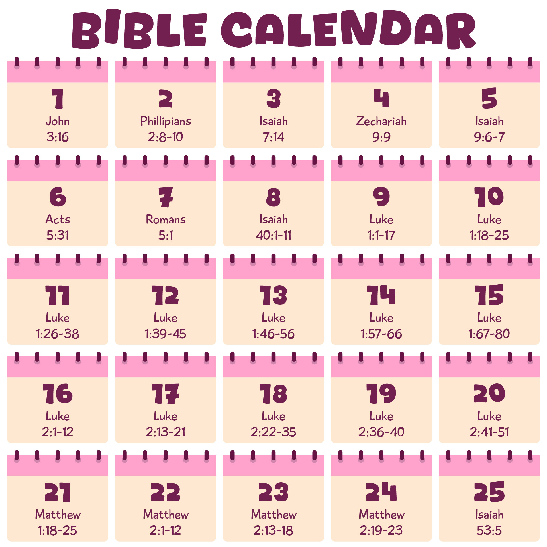 Christmas Bible Verse Calendar Christmas Bible Verse Calendar