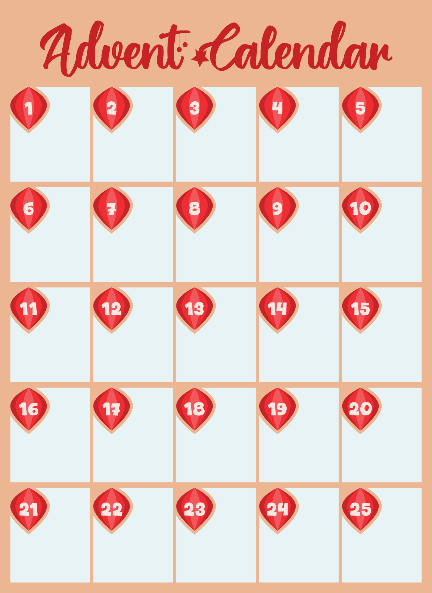 Blank Advent Calendar Template Blank Advent Calendar Template