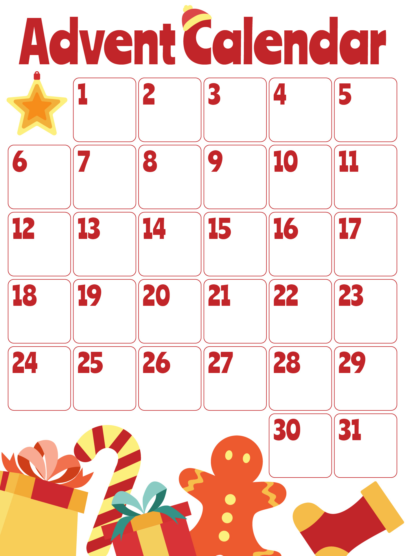 December Advent Calendar Template For Christmas December Advent Calendar Template For Christmas
