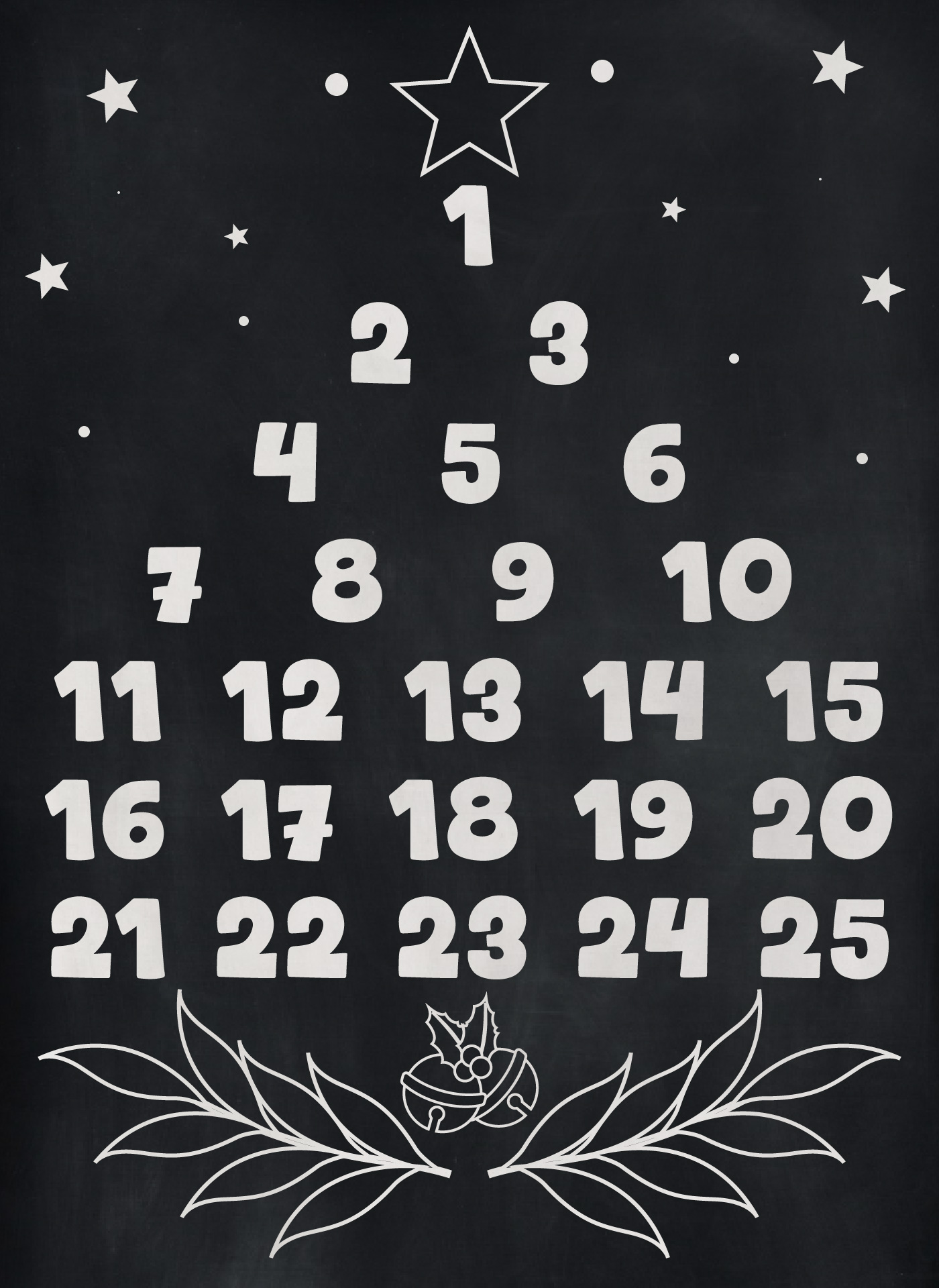 Chalkboard Advent Calendar Tree Poster Chalkboard Advent Calendar Tree Poster