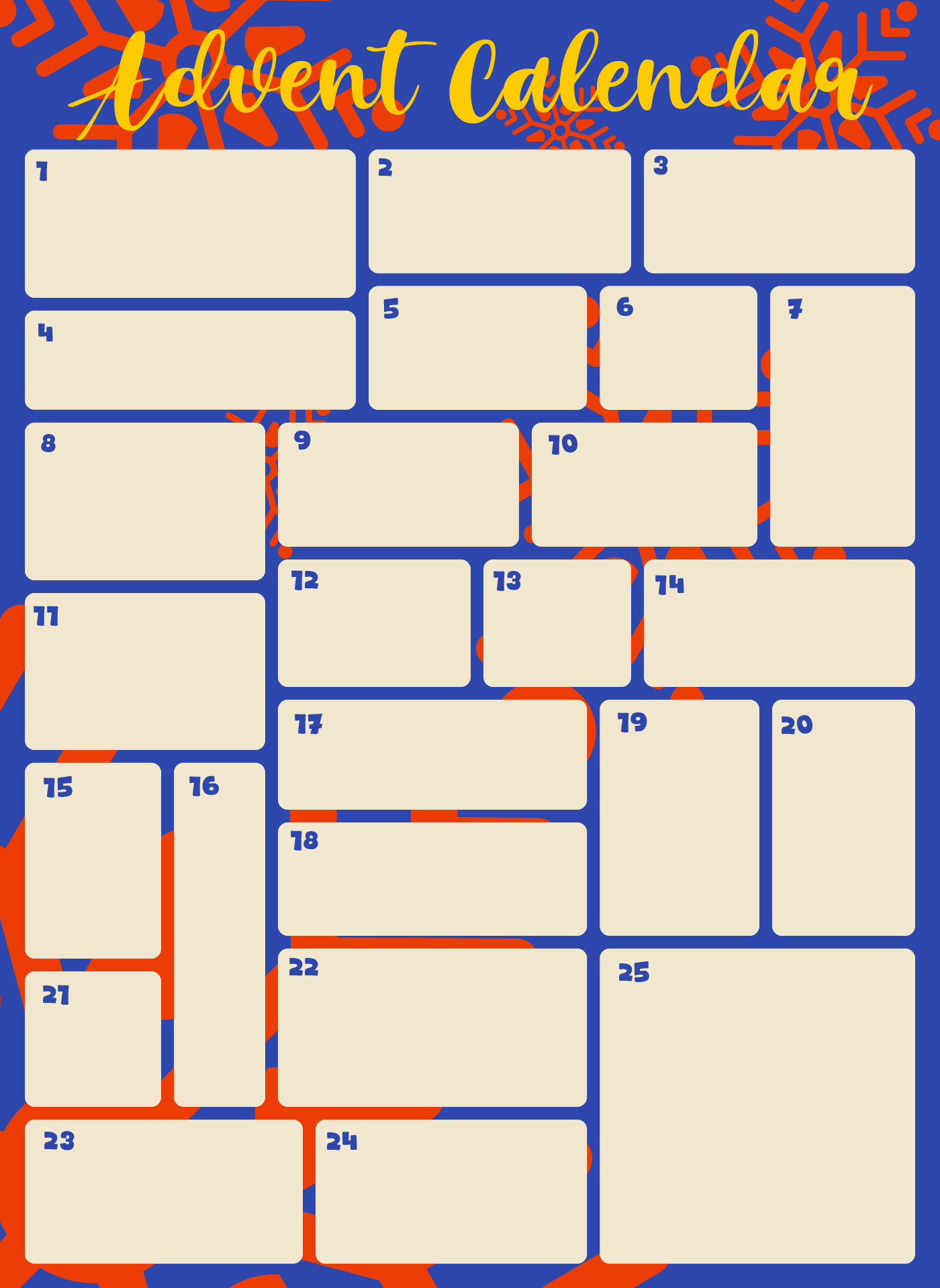 Blank Advent Calendar Template