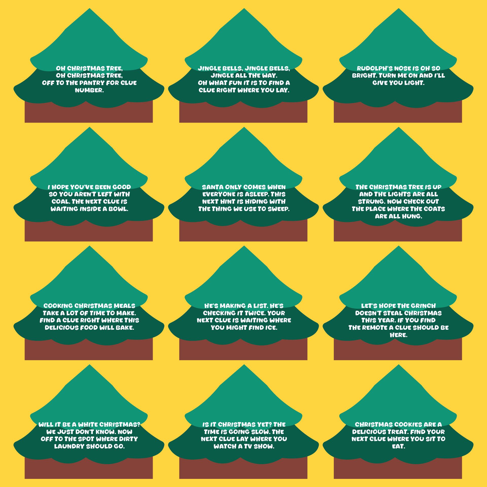 Advent Scavenger Hunt Clues Sheet