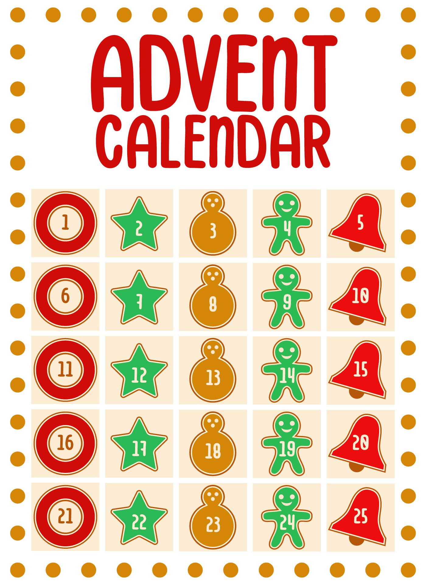 Cookie Advent Calendar Printable