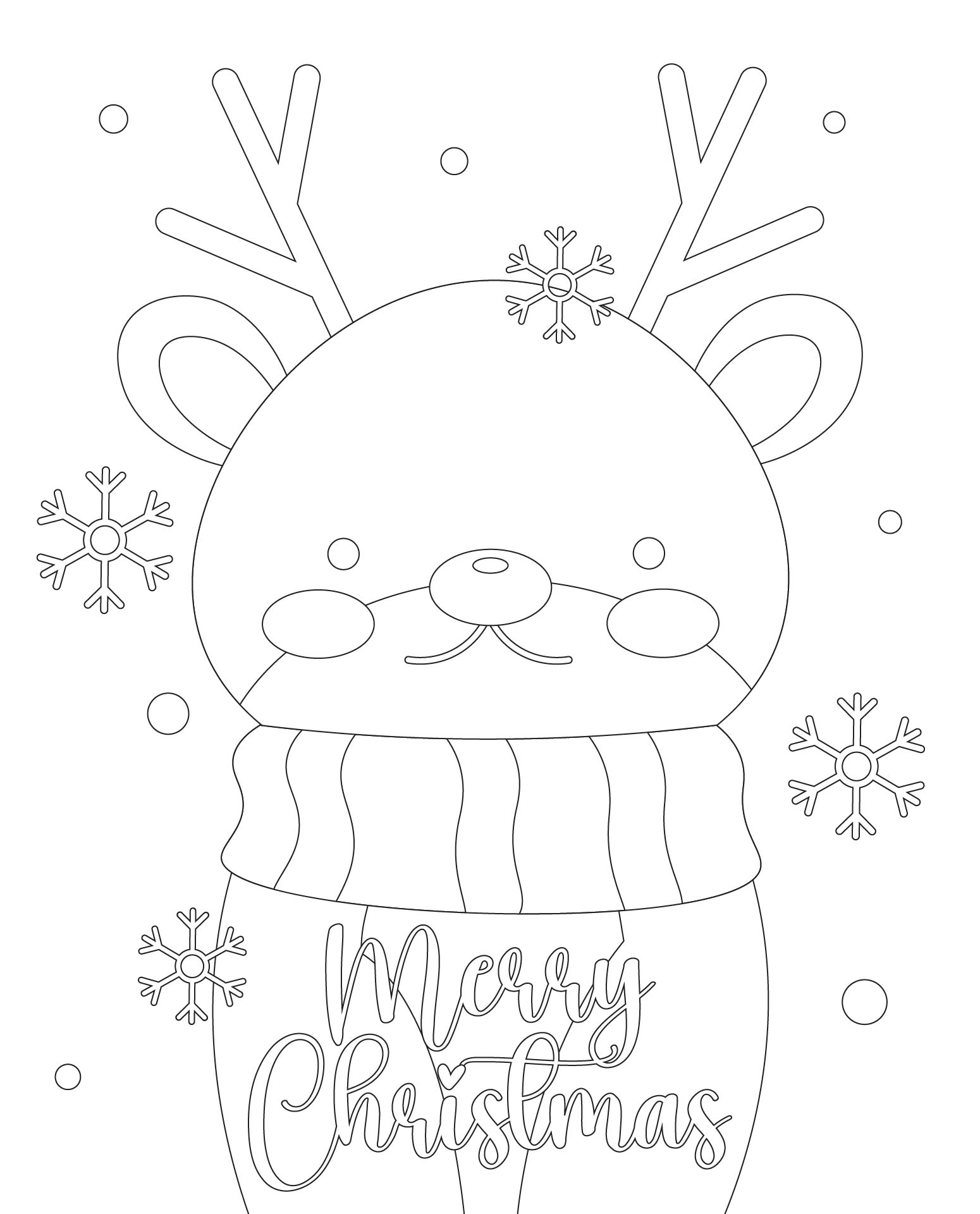 North Pole Santa Reindeer Coloring