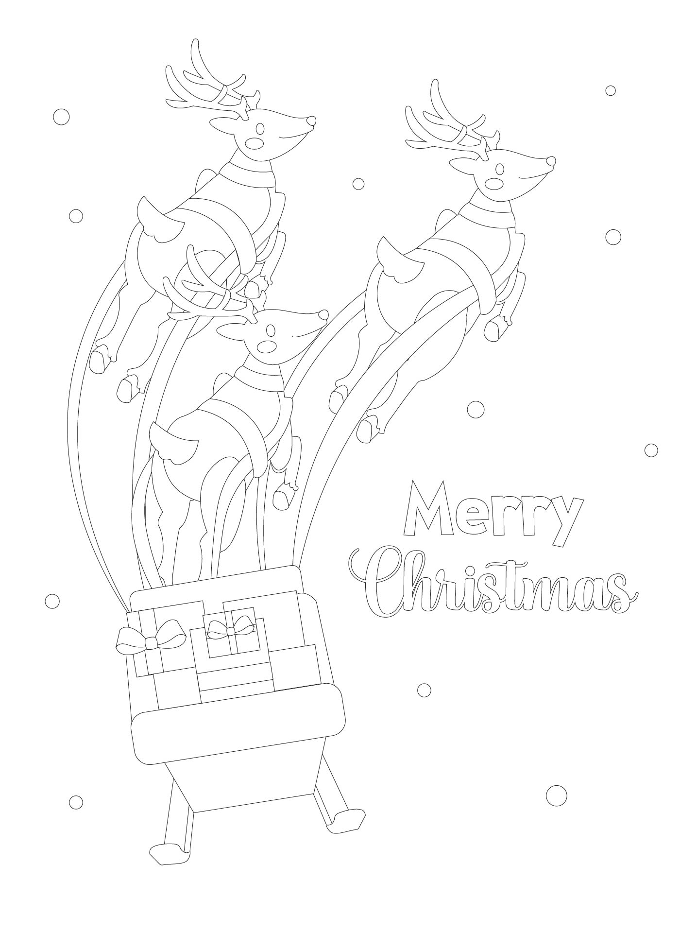 Santa’s Sleigh Reindeer Coloring
