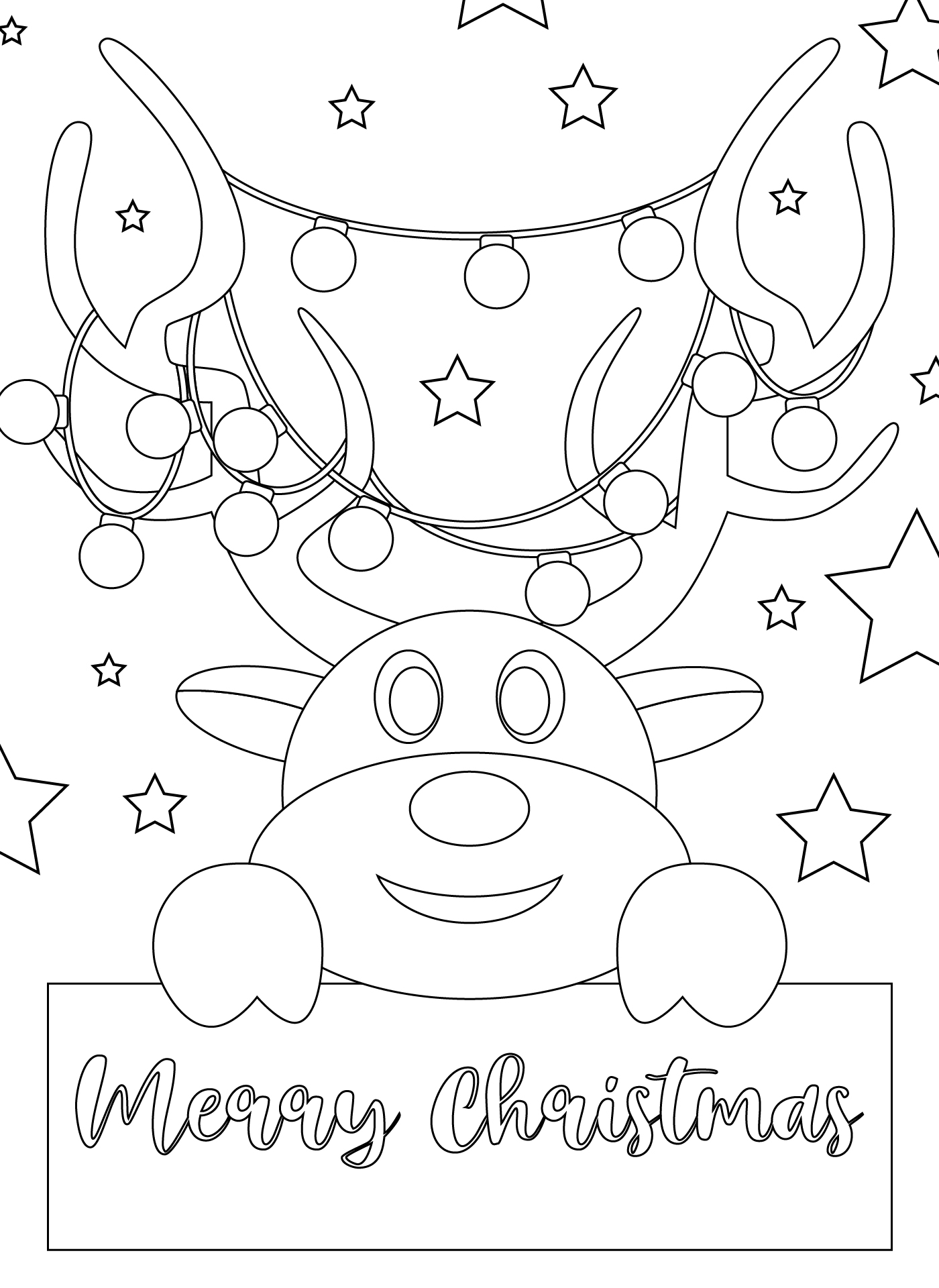 Reindeer Christmas Coloring Greeting Card