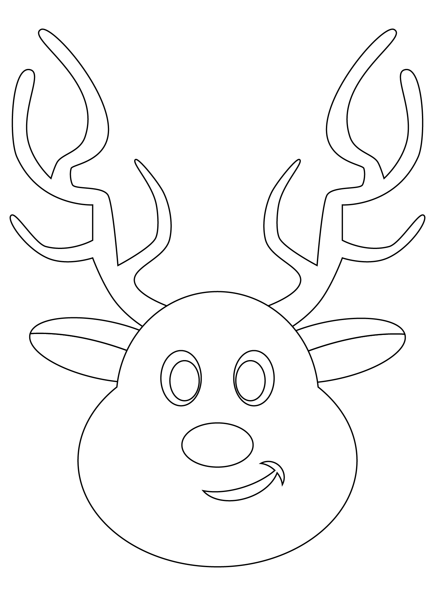 Reindeer Face Coloring Christmas Template