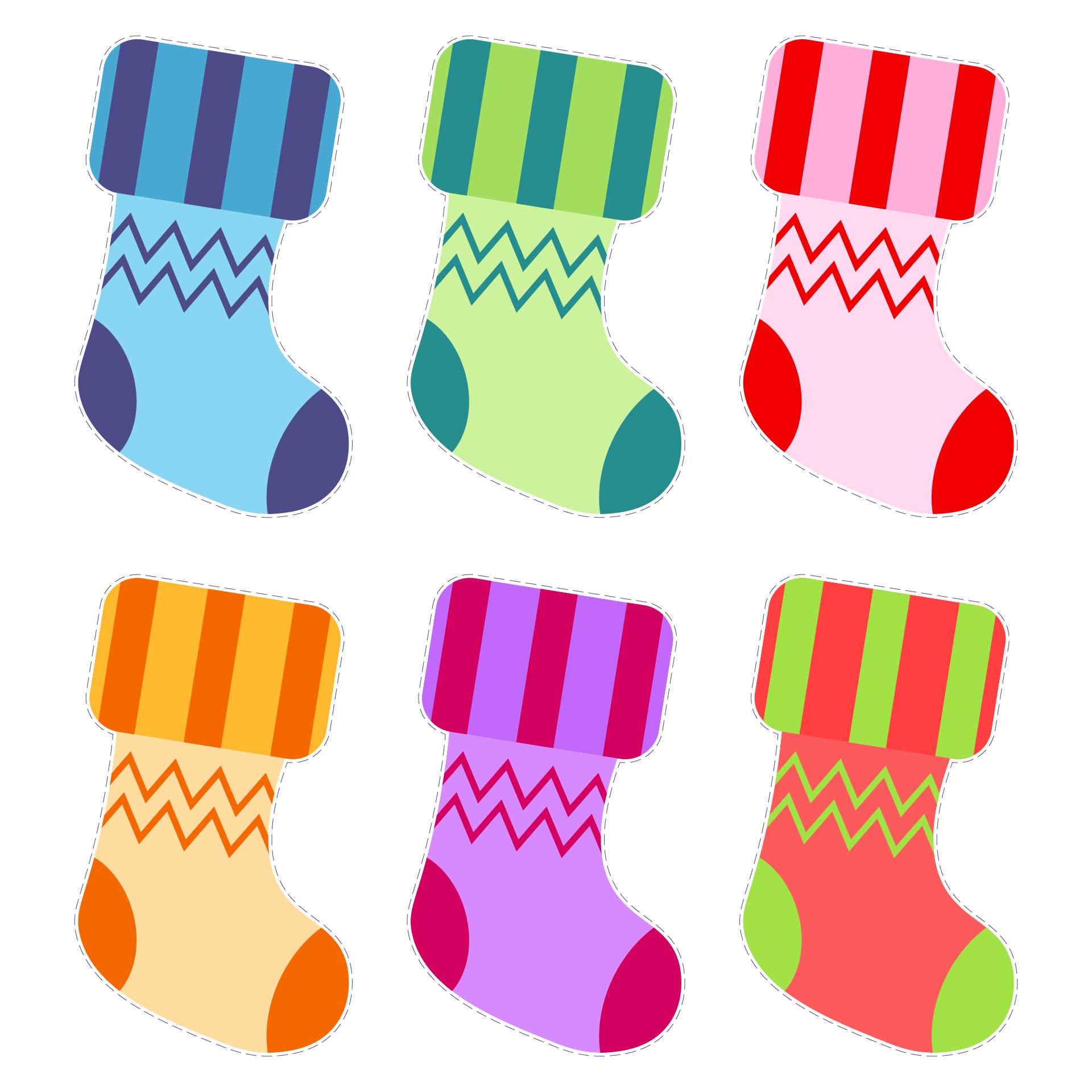 Colorful Christmas Stocking Cut Out