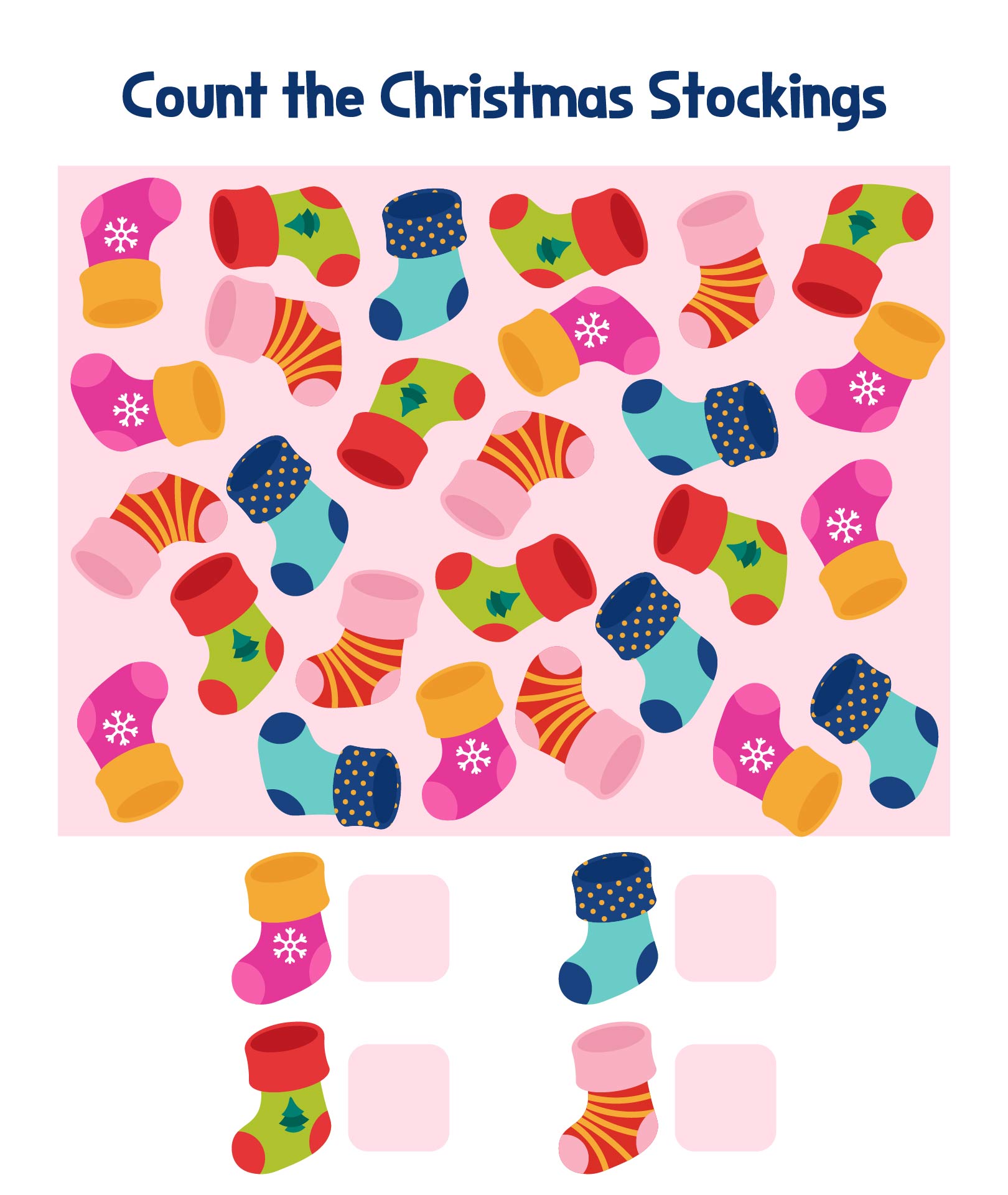 Counting Christmas Stocking Worksheet