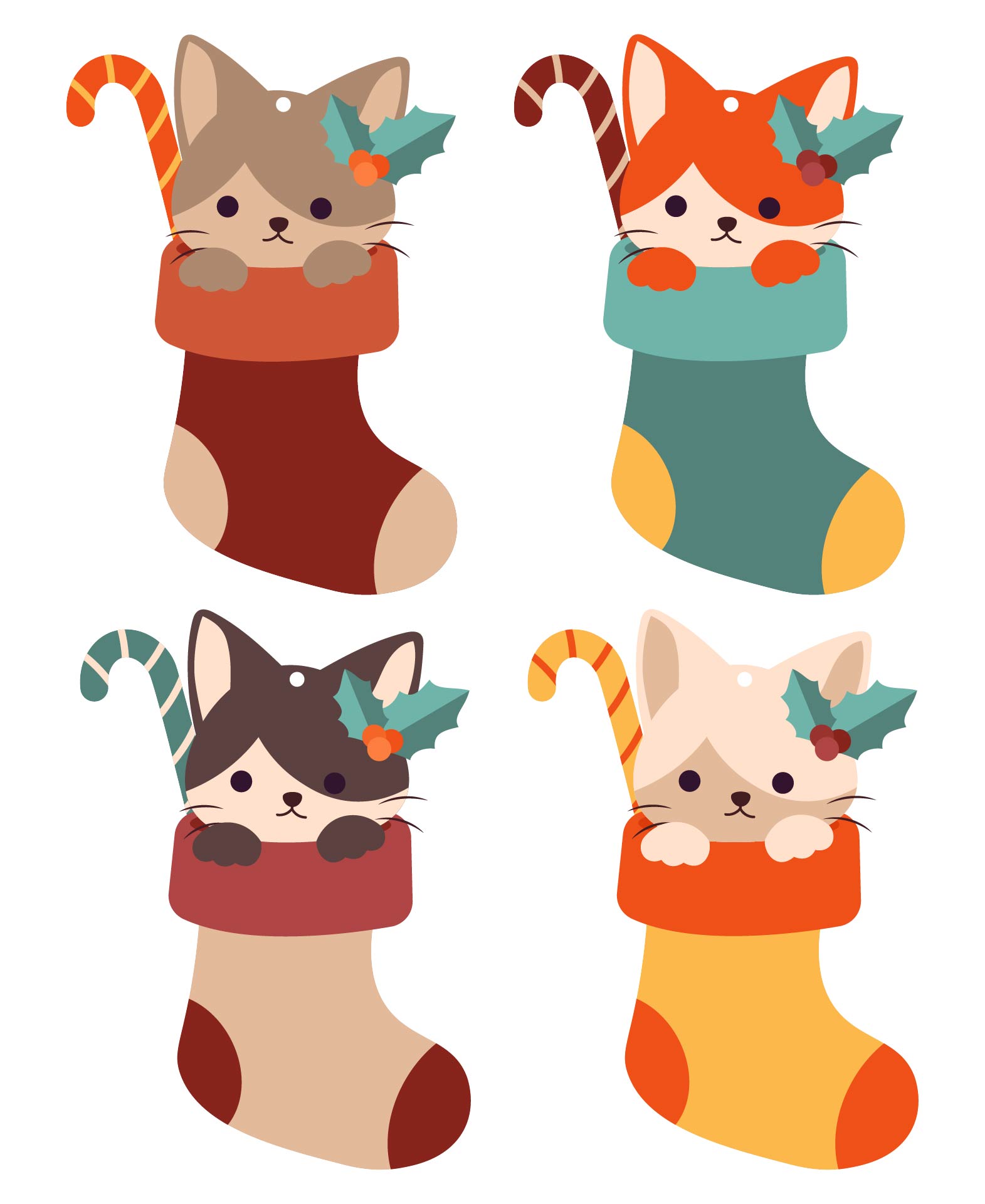Kittens In Socks Garland Template