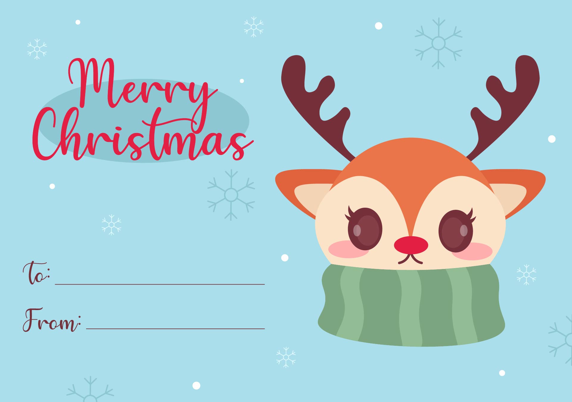 Printable Cute Merry Christmas Card Note Printable Cute Merry Christmas Card Note