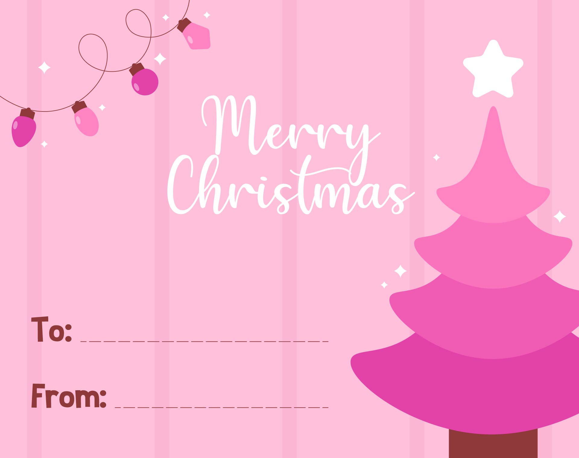 Printable Pink Christmas Note Card For Girls Printable Pink Christmas Note Card For Girls