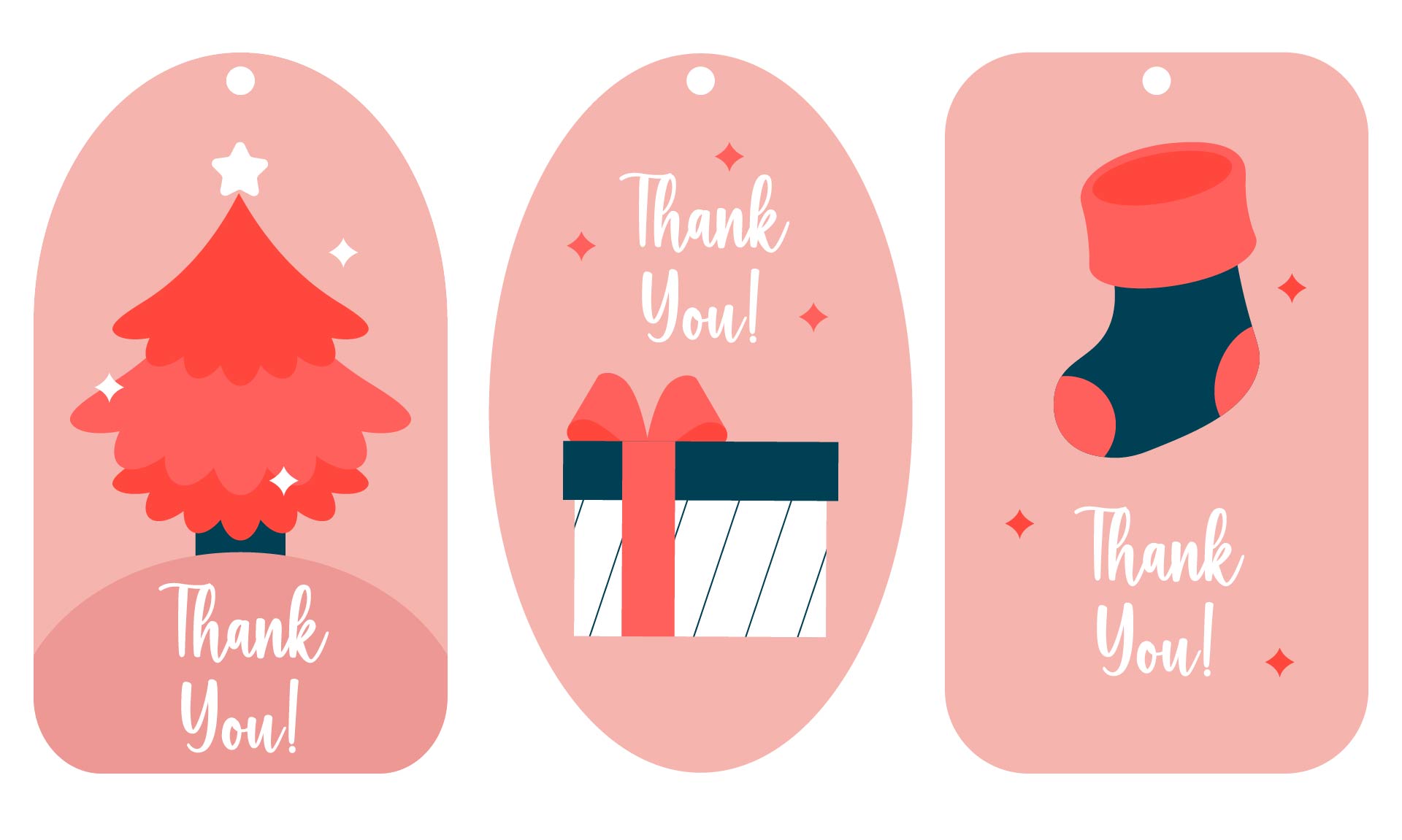 Simple Christmas Thank You Card Tags Simple Christmas Thank You Card Tags