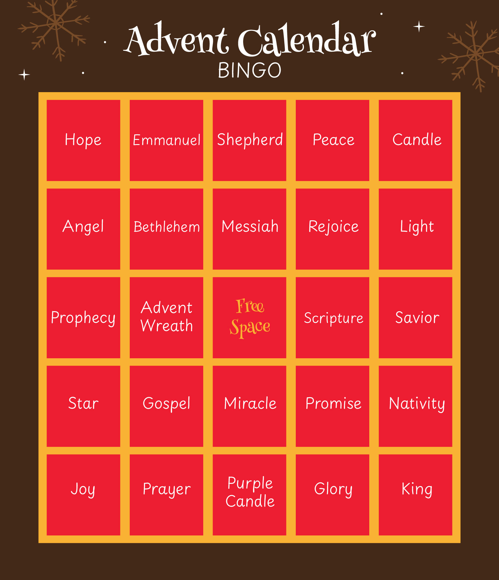 Christmas Advent Bingo For Holiday Christmas Advent Bingo For Holiday