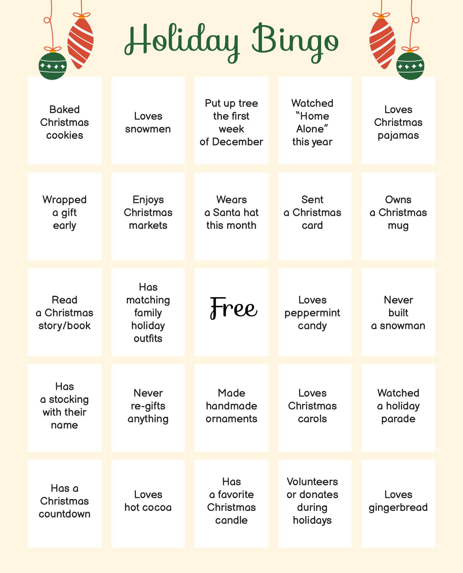 Holiday Bingo December Christmas Activity Holiday Bingo December Christmas Activity
