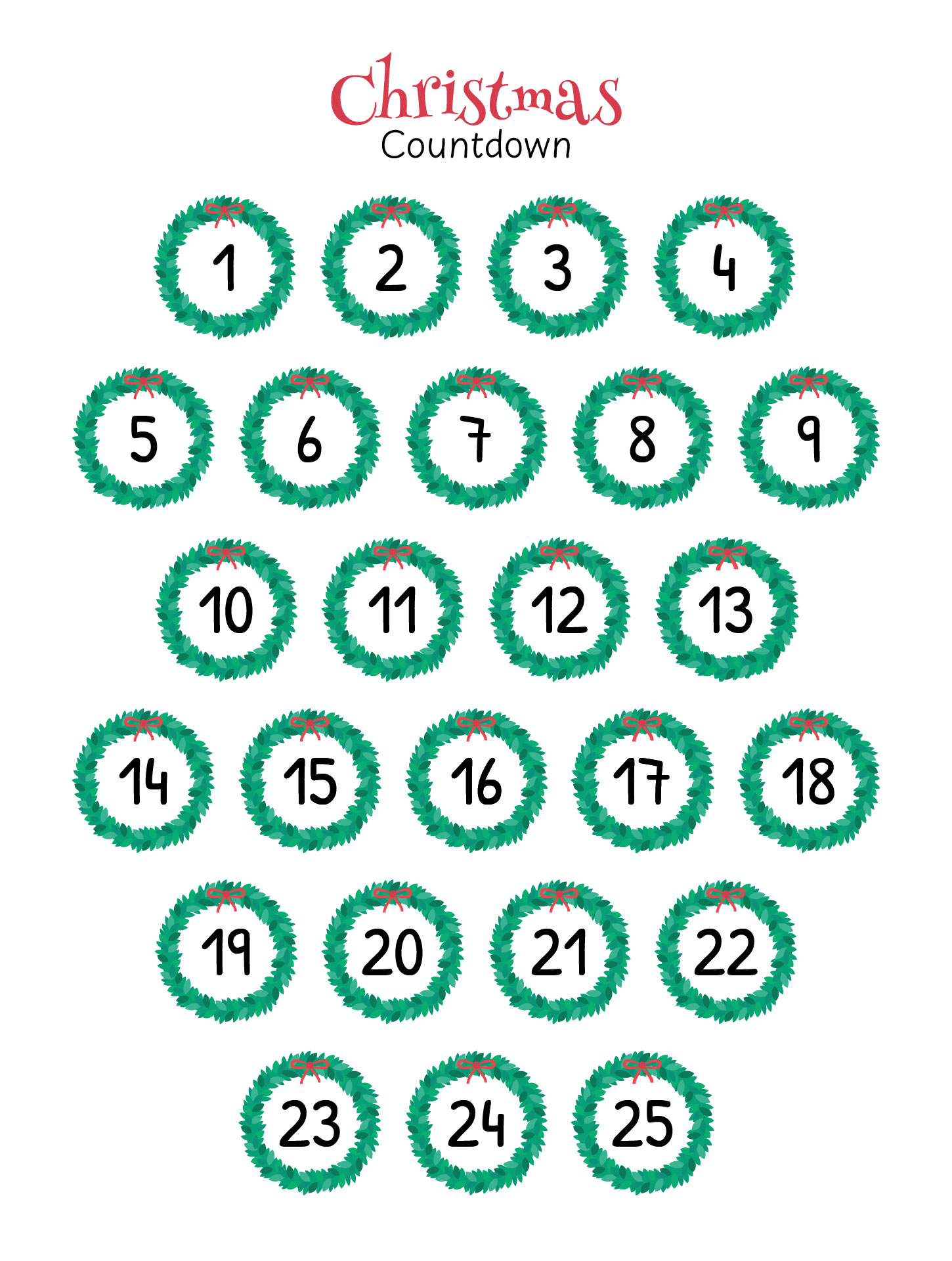 Printable Days Until Christmas Countdown Template Printable Days Until Christmas Countdown Template