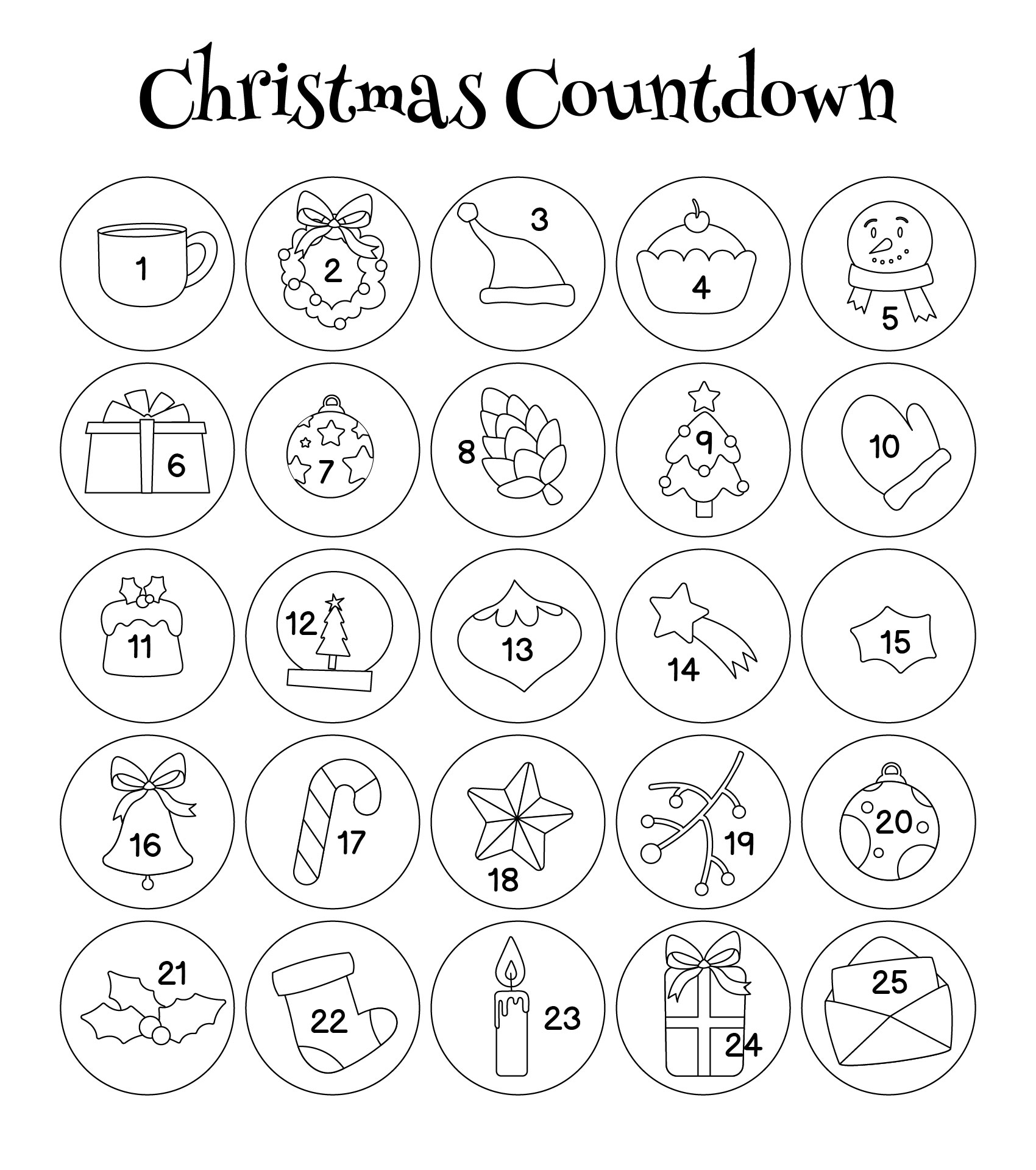 Christmas Countdown Coloring For Kids Christmas Countdown Coloring For Kids