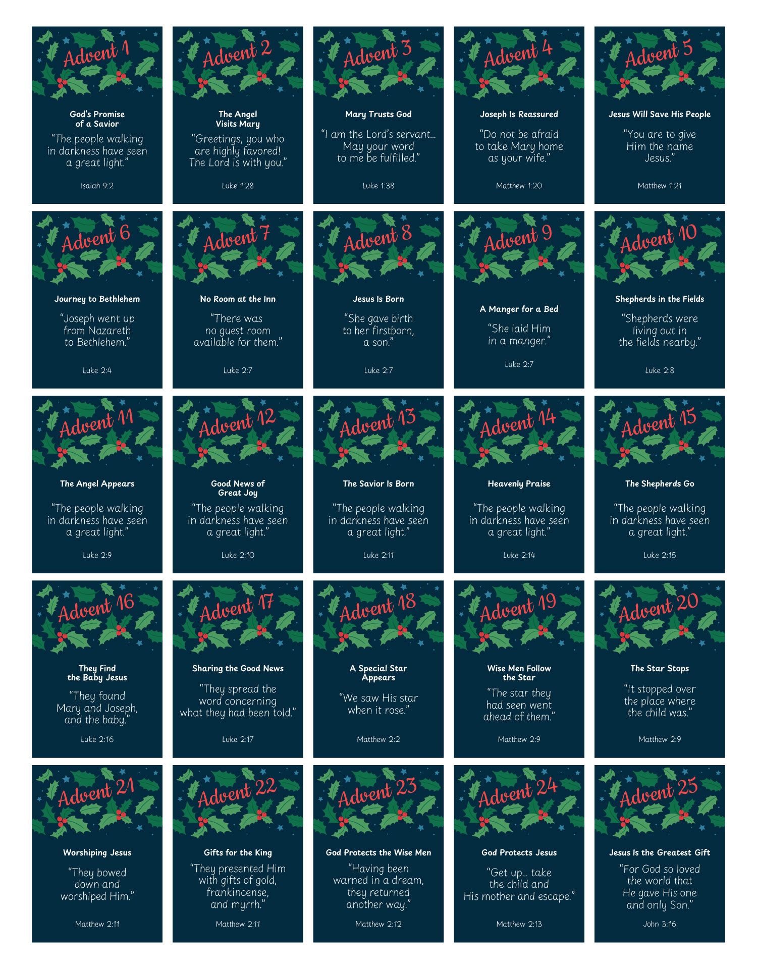 Christmas Story Scripture Cards Christmas Story Scripture Cards