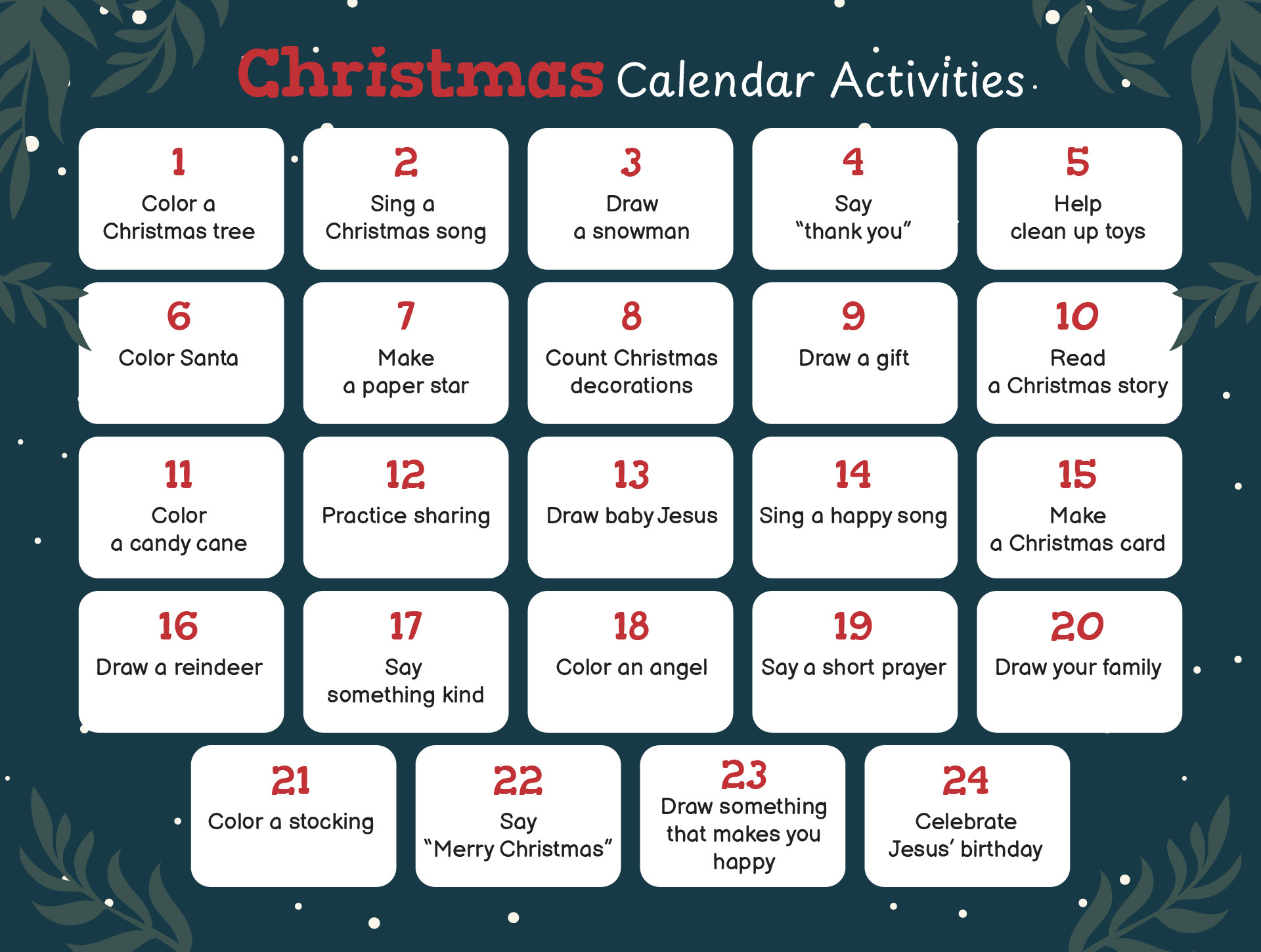 Preschool Christmas Calendar Activity Preschool Christmas Calendar Activity