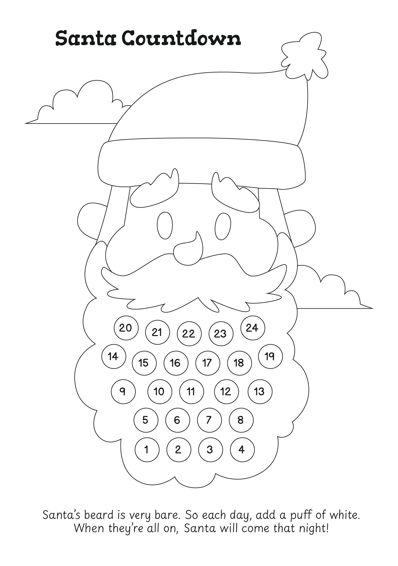 Santa Coloring Countdown Santa Coloring Countdown