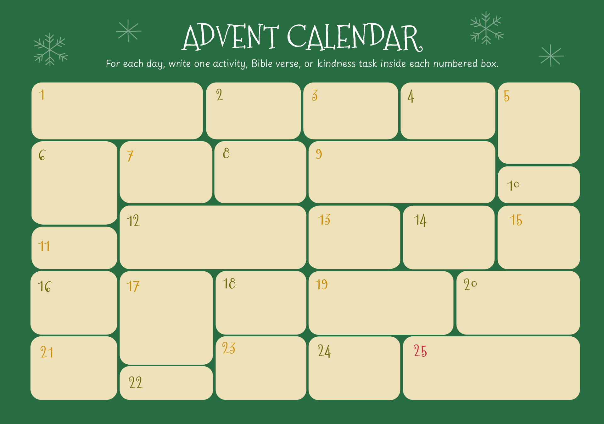 Fill-in Advent Calendar Fill-in Advent Calendar
