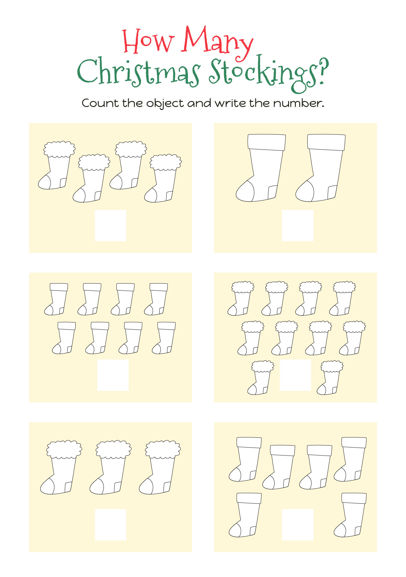 Color And Count Christmas Stockings Color And Count Christmas Stockings