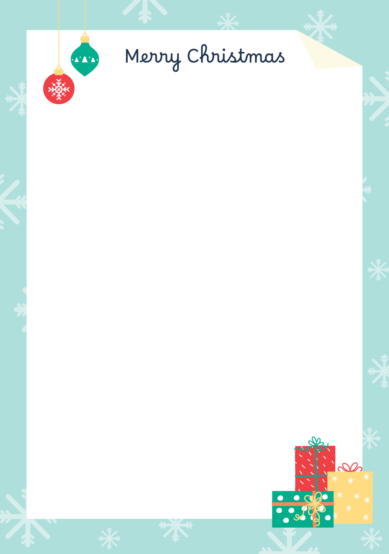Christmas Message Paper Template