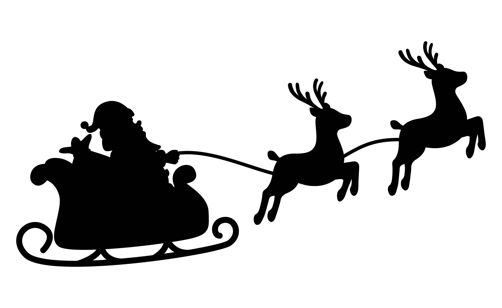 Santa Sleigh Flying Silhouette