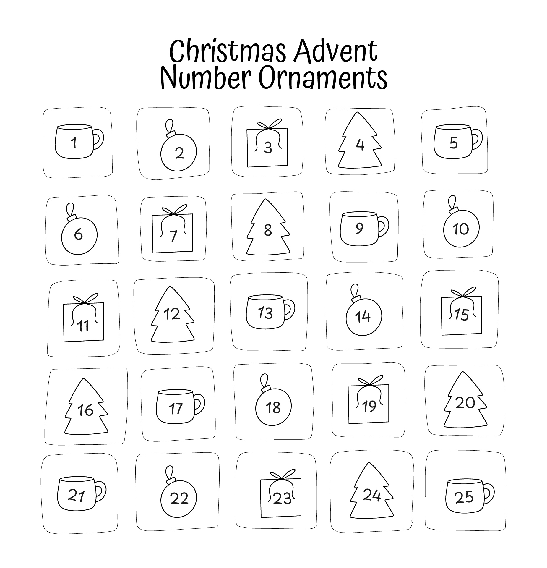 Christmas Advent Number Ornaments Christmas Advent Number Ornaments