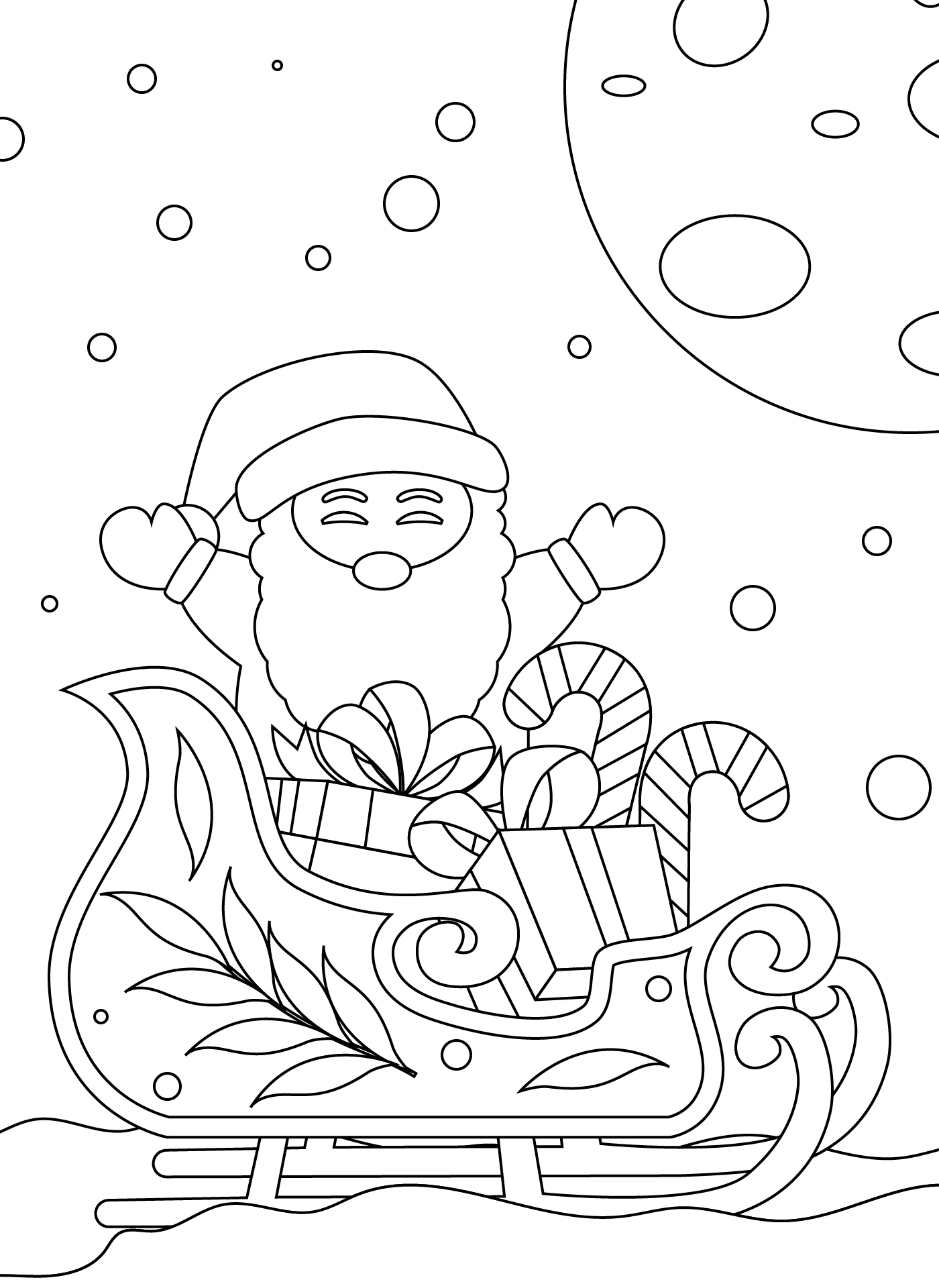Santa And Sleigh Pattern Coloring Page Santa And Sleigh Pattern Coloring Page