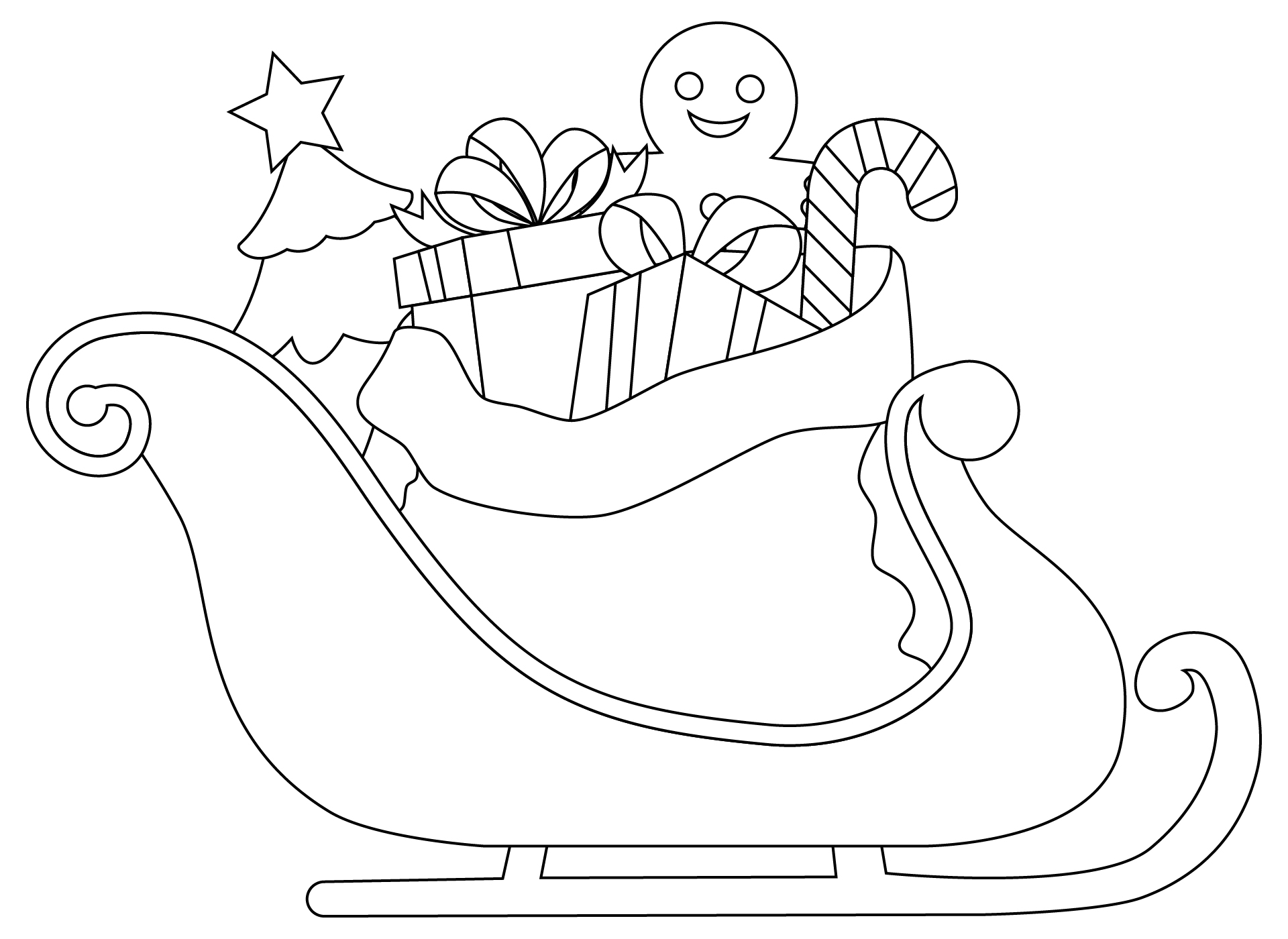 Santa Sack On Sleigh Template Printable