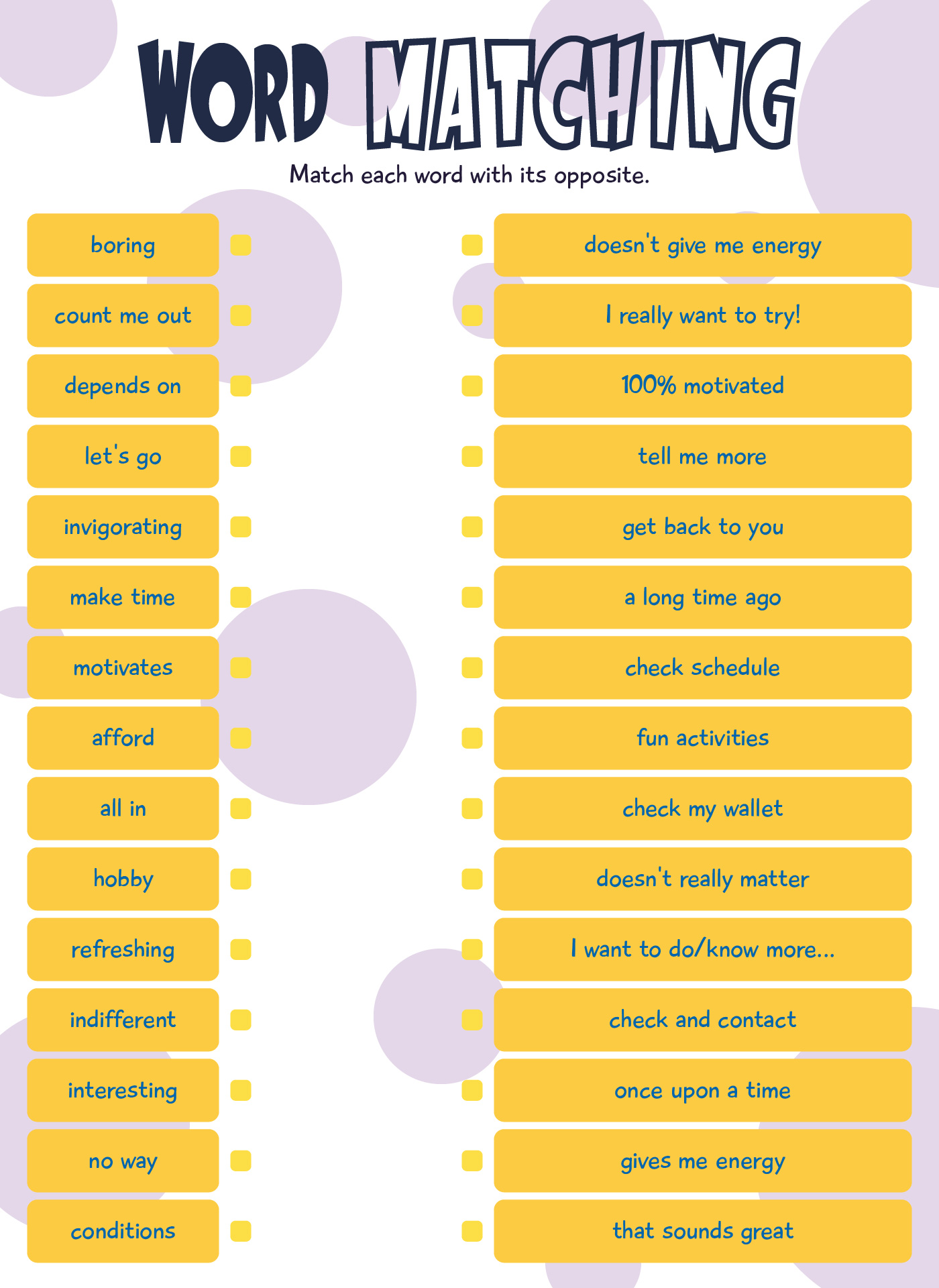 Word Matching Exercises For Seniors