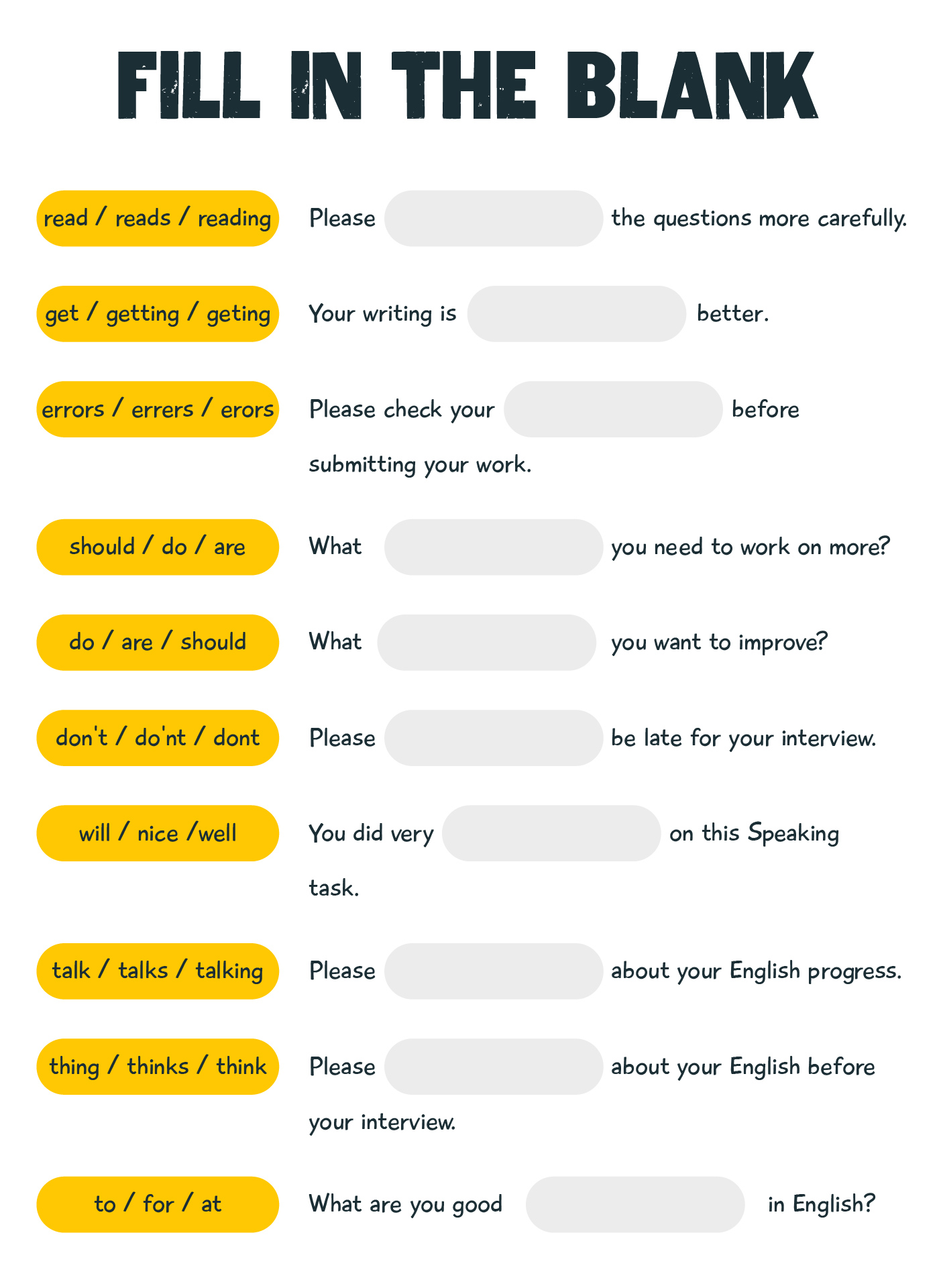 Fill In The Blank Sentences Sheets For Seniors