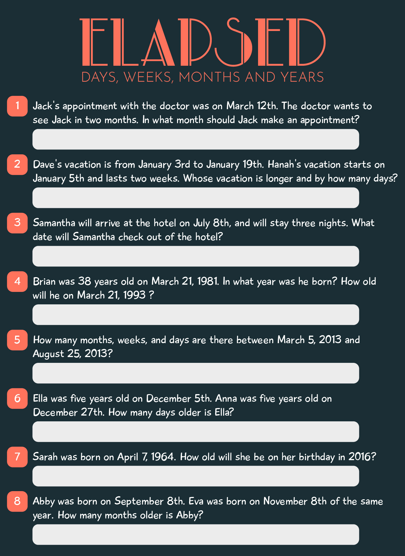 Time And Date Awareness Worksheets For Elder