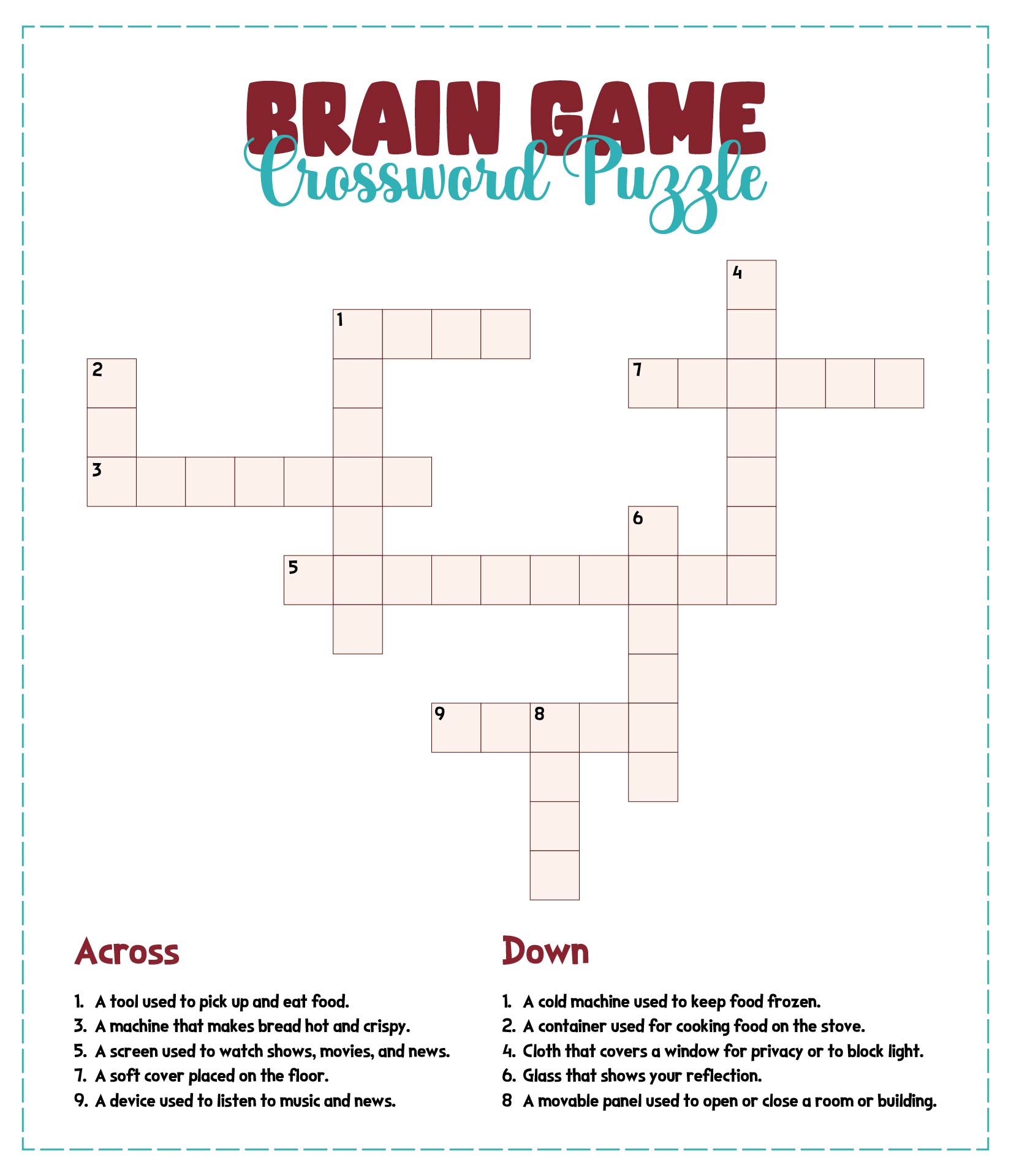 Brain Games Crossword Puzzle Seniors