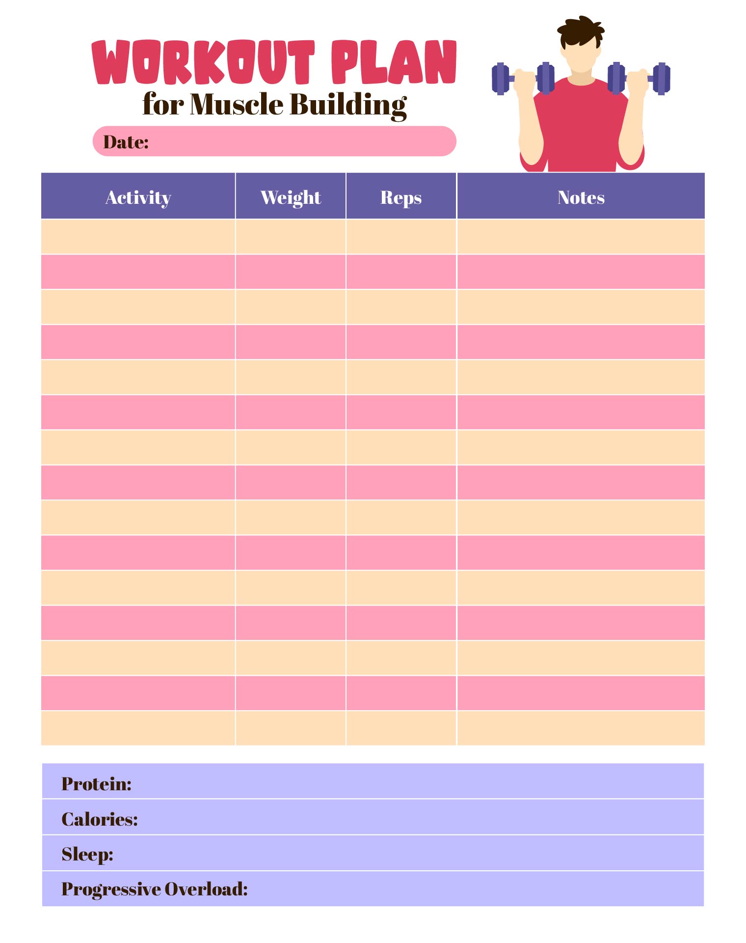 Workout Plan Templates For Muscle Building
