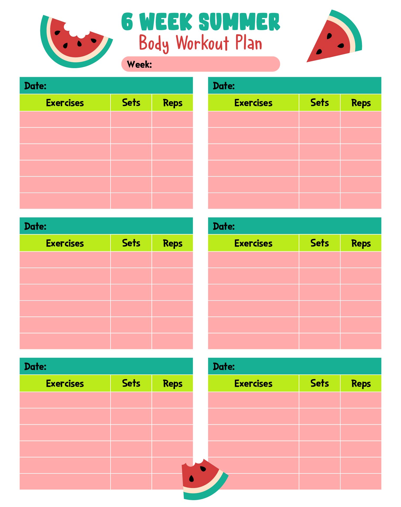 6 Week Summer Body Workout Plan
